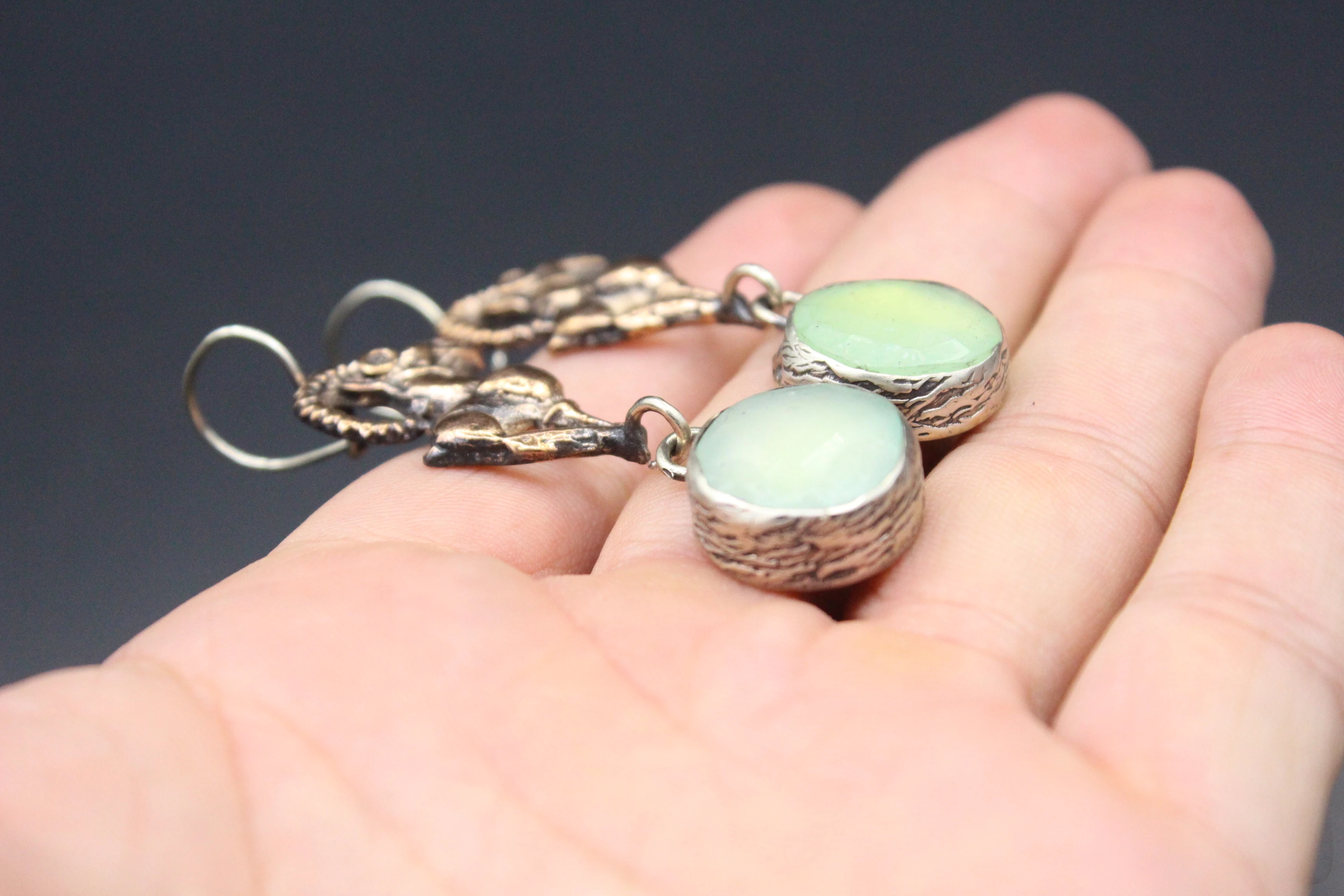 Bronze Küpe, Dağ Keçisi desenli Küpe, Zircon Taşlı Küpe, Boho Küpe, 