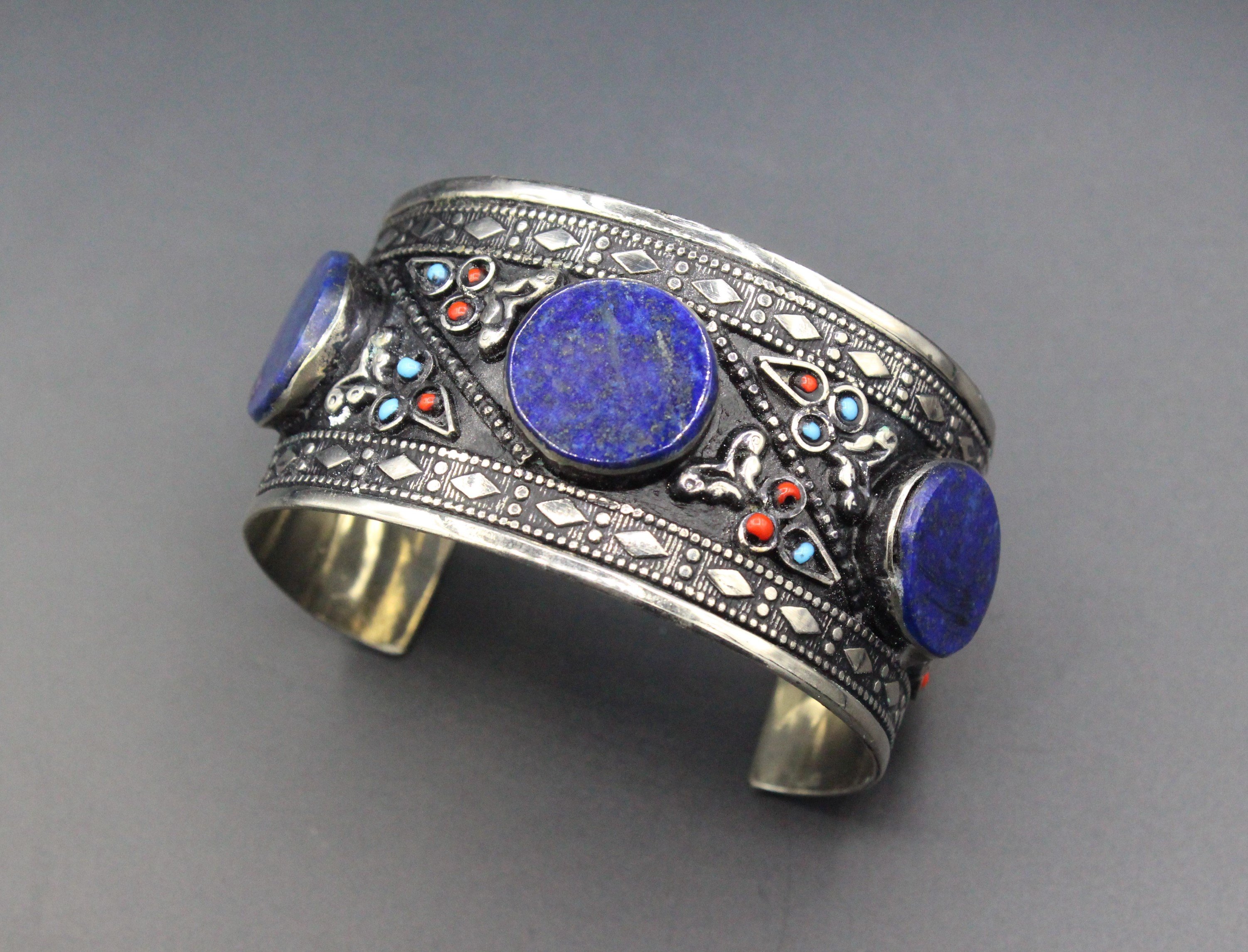 Afgan Bileklik, El Yapımı Lapis Lazuli Taşlı Bileklik, Kelepçe Bileklik, Afgan Takıları,