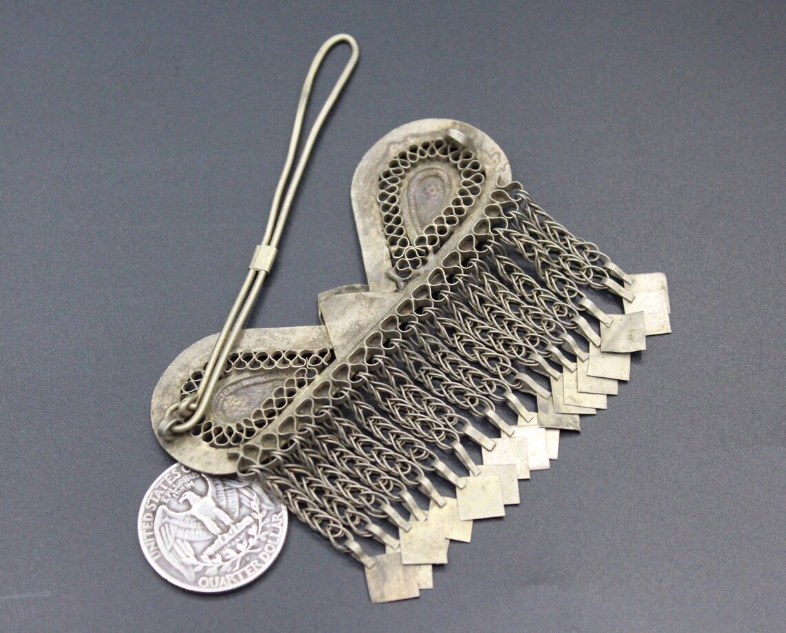 Vintage Afghan Kuchi Tribal Hair Clip Pendant, Body Jewelry, Afghan Hair Clip Pendant, Gypsy Hair Clip, 