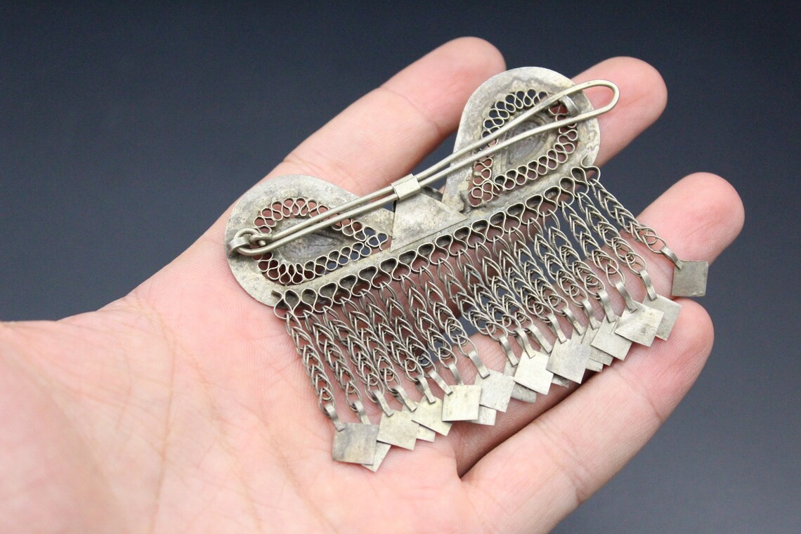 Vintage Afghan Kuchi Tribal Hair Clip Pendant, Body Jewelry, Afghan Hair Clip Pendant, Gypsy Hair Clip, 