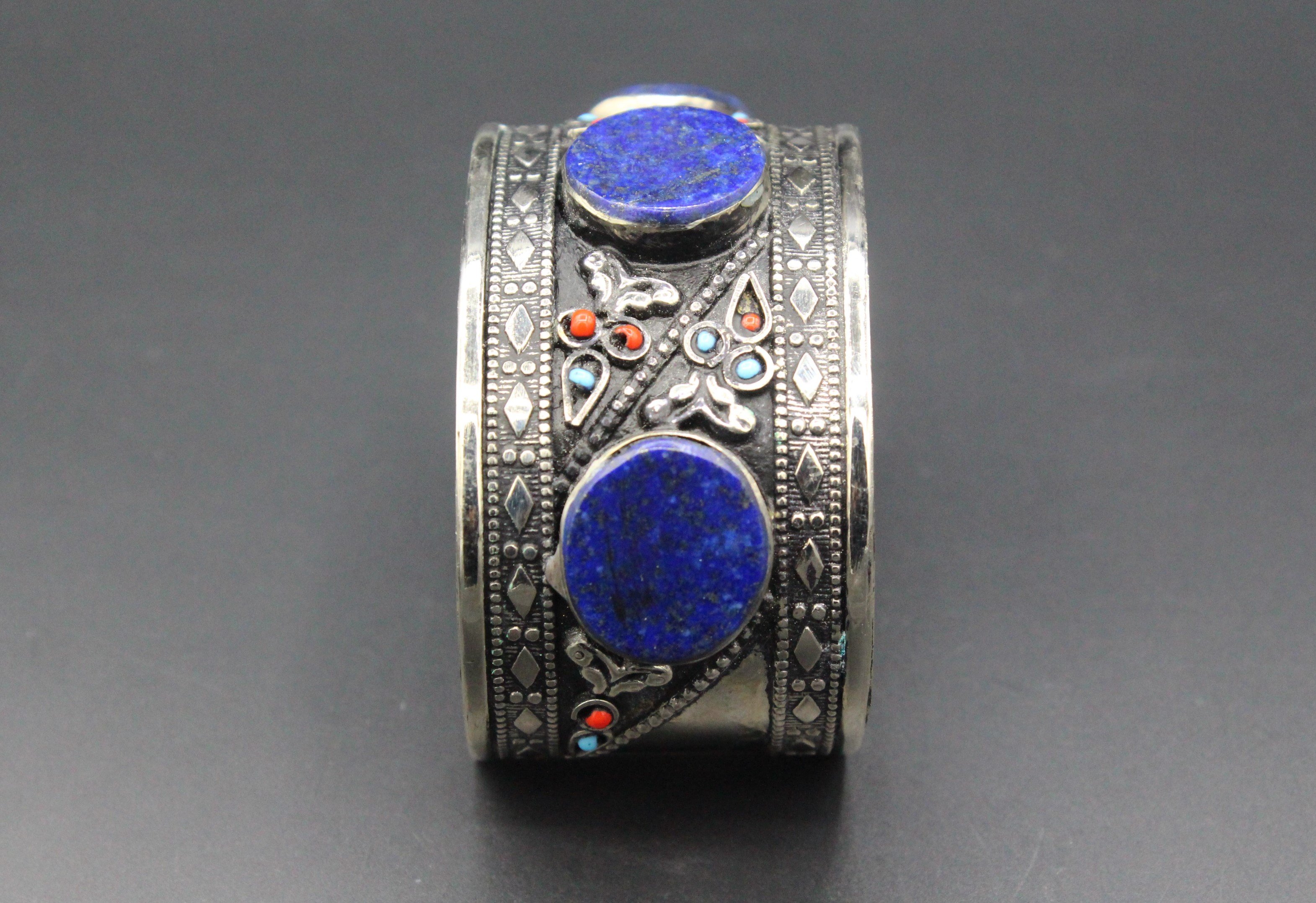 Afgan Bileklik, El Yapımı Lapis Lazuli Taşlı Bileklik, Kelepçe Bileklik, Afgan Takıları,