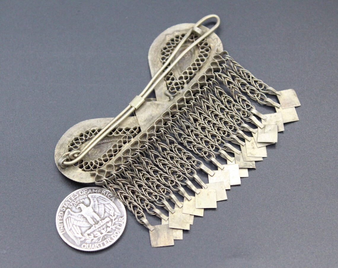 Vintage Afghan Kuchi Tribal Hair Clip Pendant, Body Jewelry, Afghan Hair Clip Pendant, Gypsy Hair Clip, 