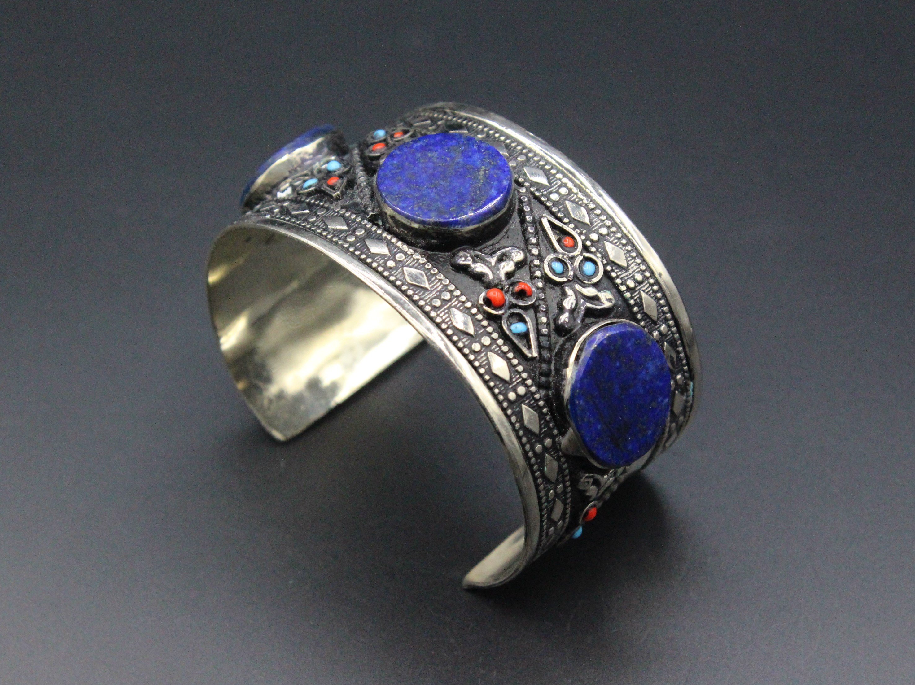 Afgan Bileklik, El Yapımı Lapis Lazuli Taşlı Bileklik, Kelepçe Bileklik, Afgan Takıları,