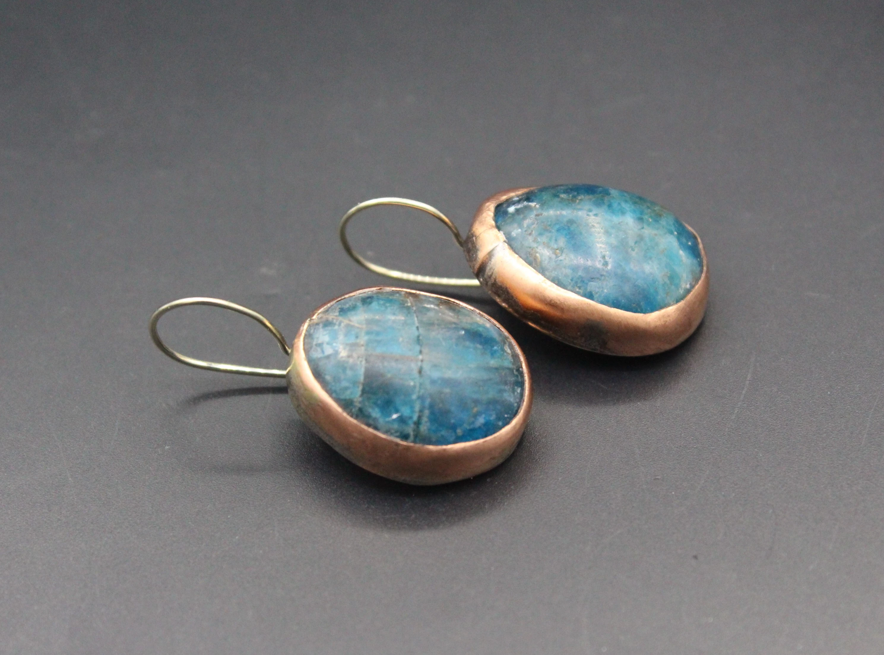 Bronze Küpe, Lapis Taşlı Küpe, Sallantılı Küpe, 