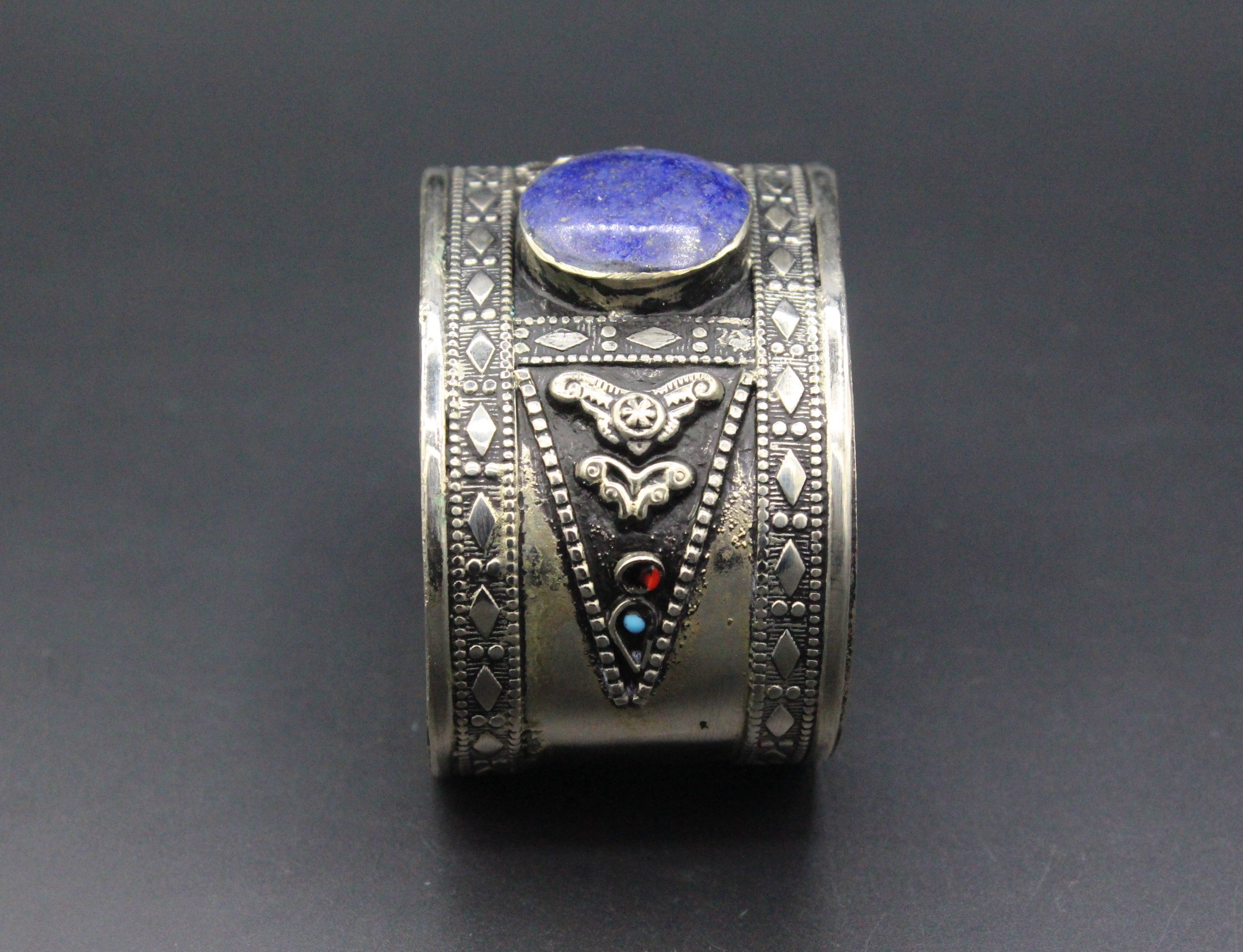 Afgan Bileklik, Mavi Lapis Lazuli Taşlı Bileklik, Kelepçe Bileklik, Afgan Takıları,