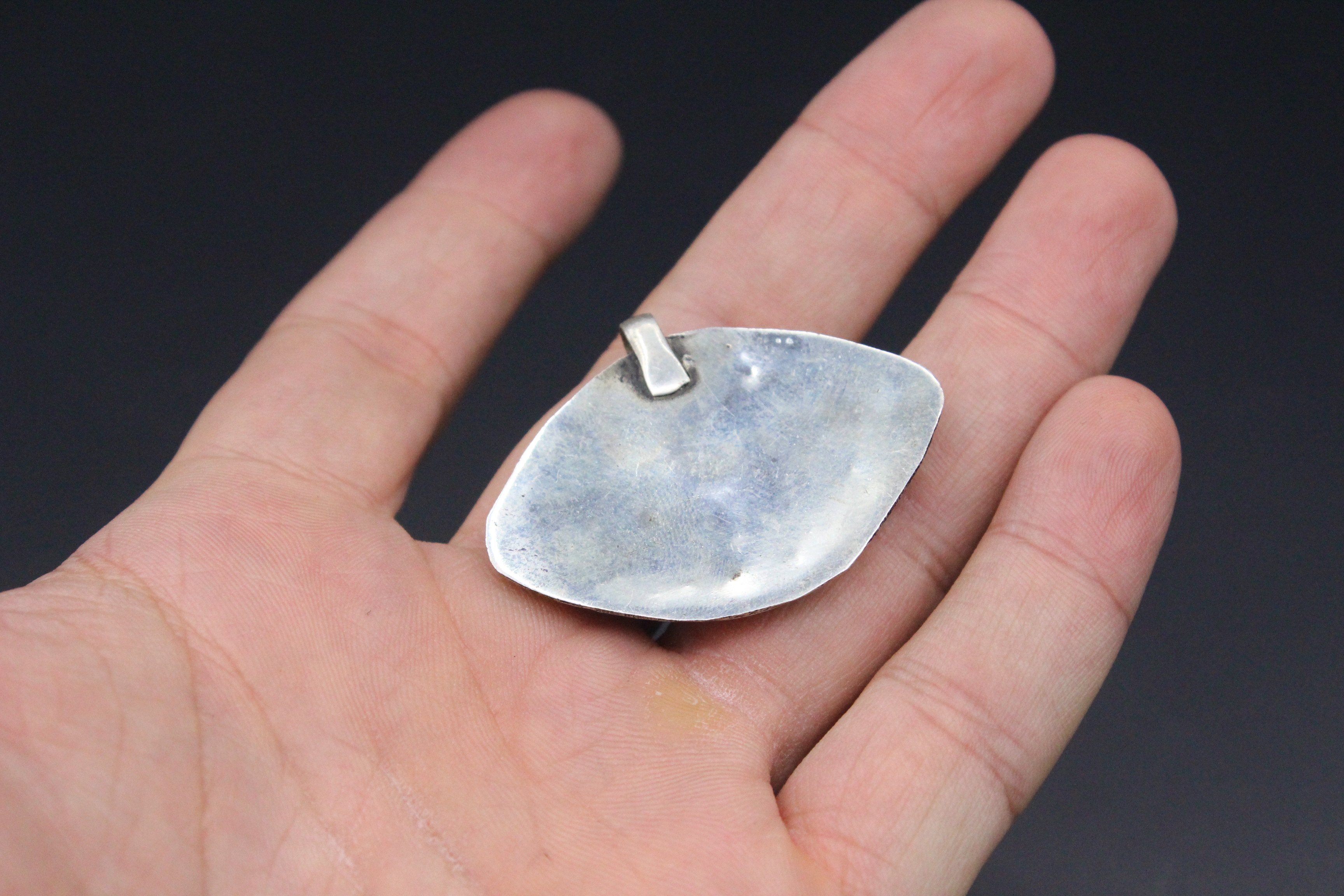 Afgan Kolye Ucu, Mine Taşlı Oval Kolye Ucu, El Yapımı Kolye Ucu