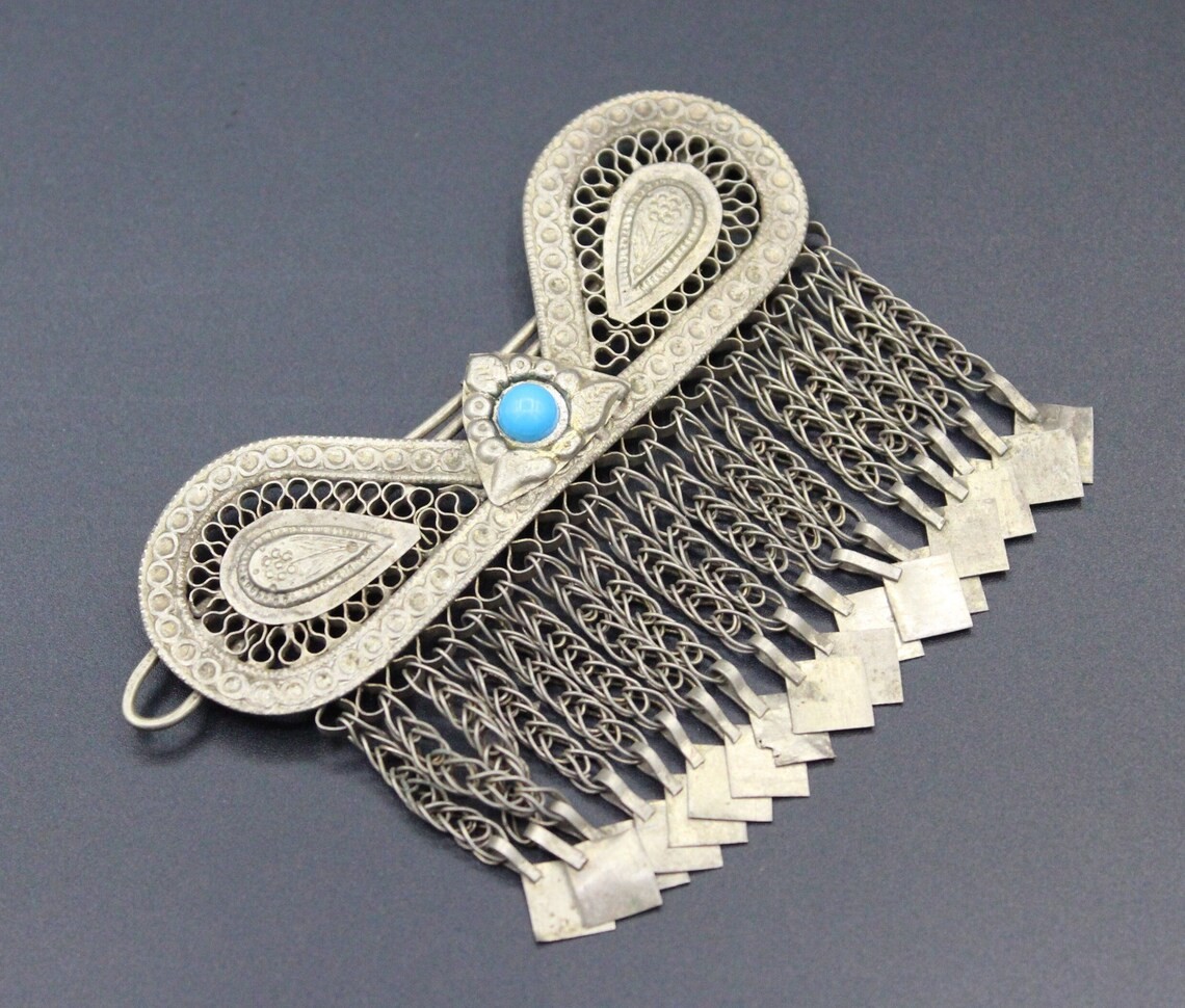 Vintage Afghan Kuchi Tribal Hair Clip Pendant, Body Jewelry, Afghan Hair Clip Pendant, Gypsy Hair Clip, 