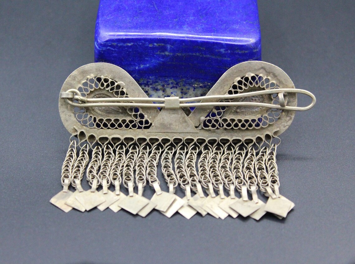 Vintage Afghan Kuchi Tribal Hair Clip Pendant, Body Jewelry, Afghan Hair Clip Pendant, Gypsy Hair Clip, 