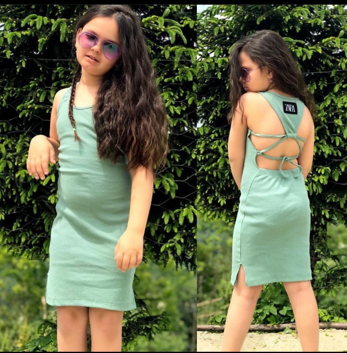 Sırtı Bağlama Detaylı Elbise - Mint Yeşili