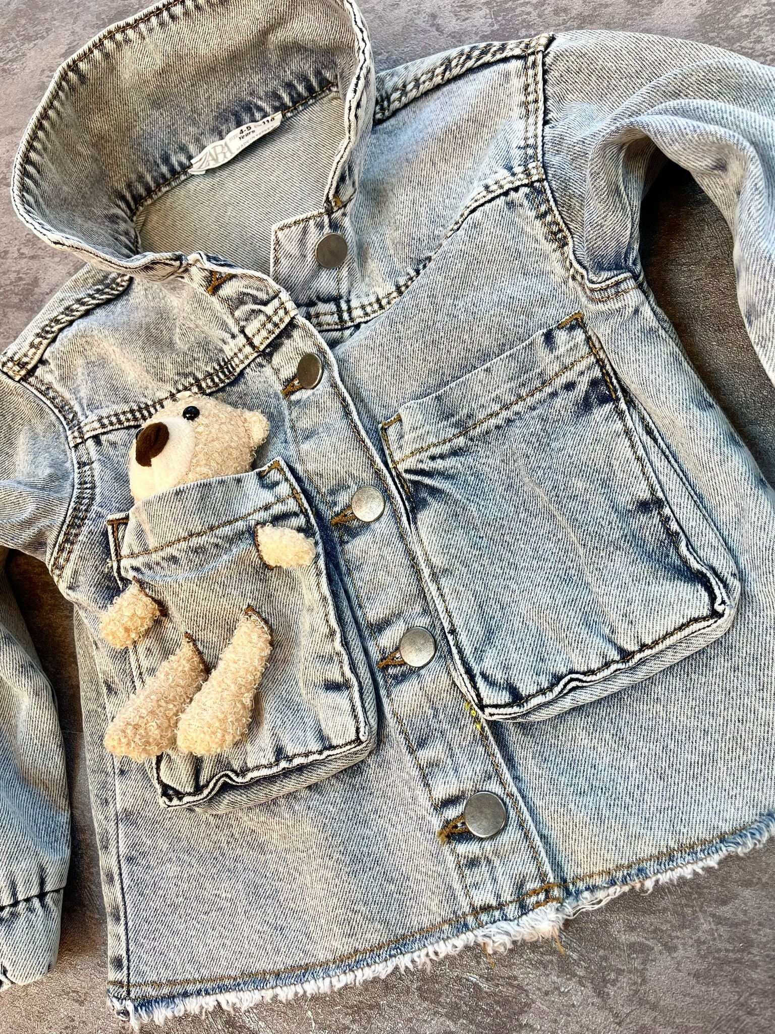 Unisex Teddy Denim Kot Ceket - Mavi