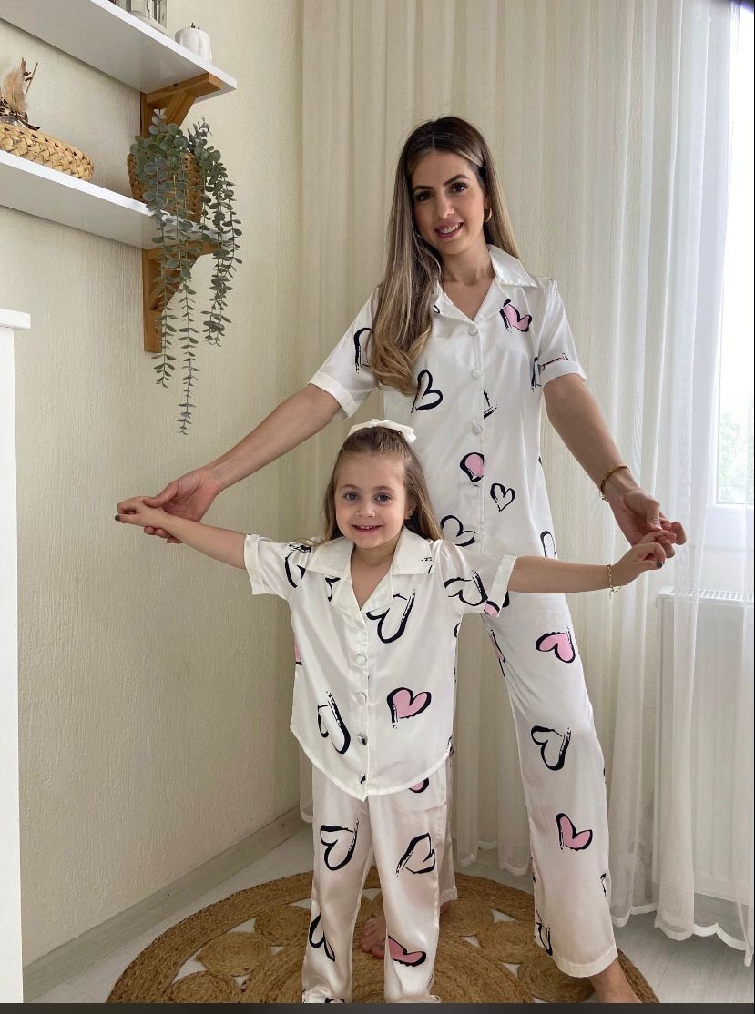 Kalbim Saten Pijama Takımı