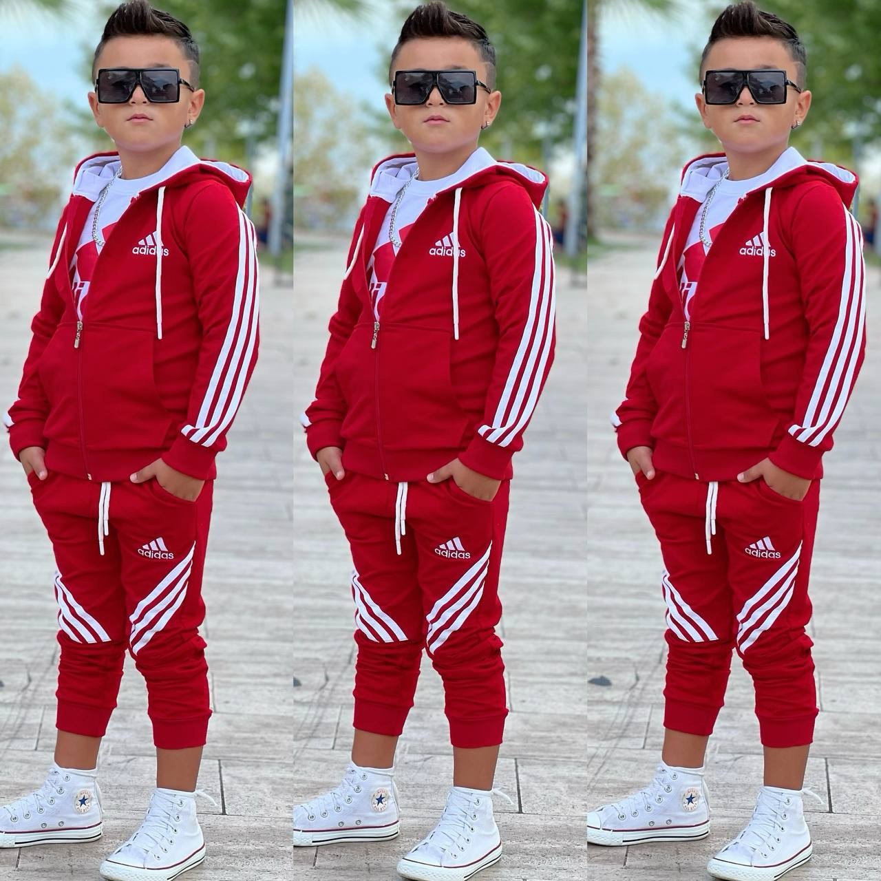 Adidas 3lü Takım - Kırmızı