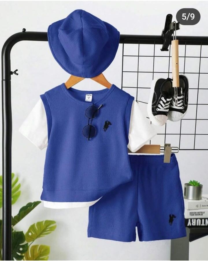 Honey Garnili ve Şapkalı Takım - Saks Mavisi