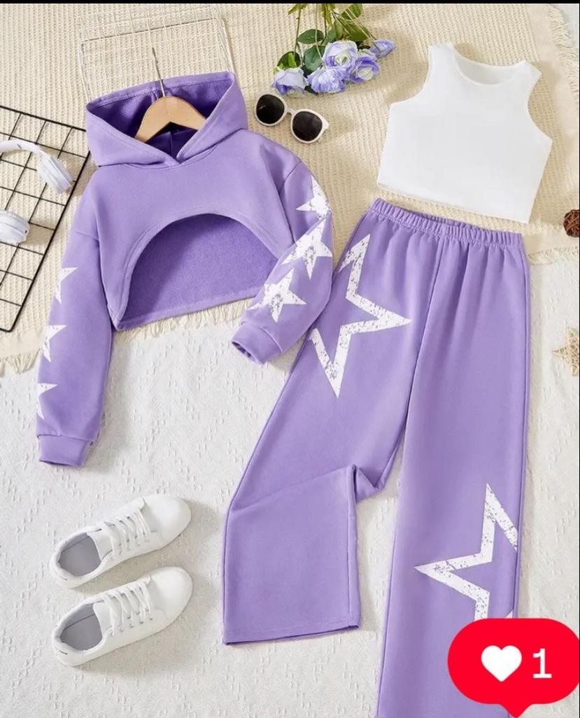 Kız Çocuk 3 'lü Takım Star Fashion - Lila