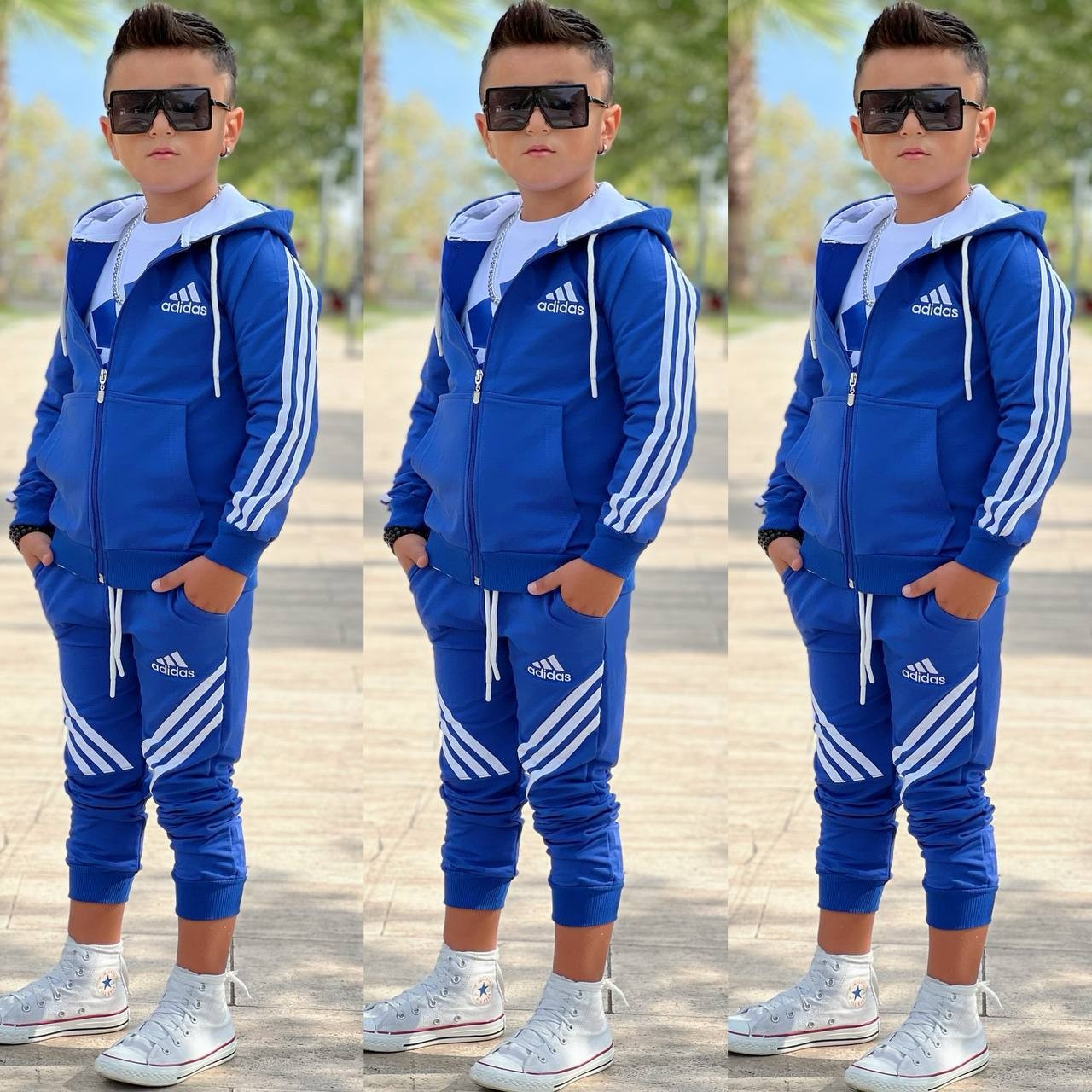 Adidas 3lü Takım - Saks Mavisi