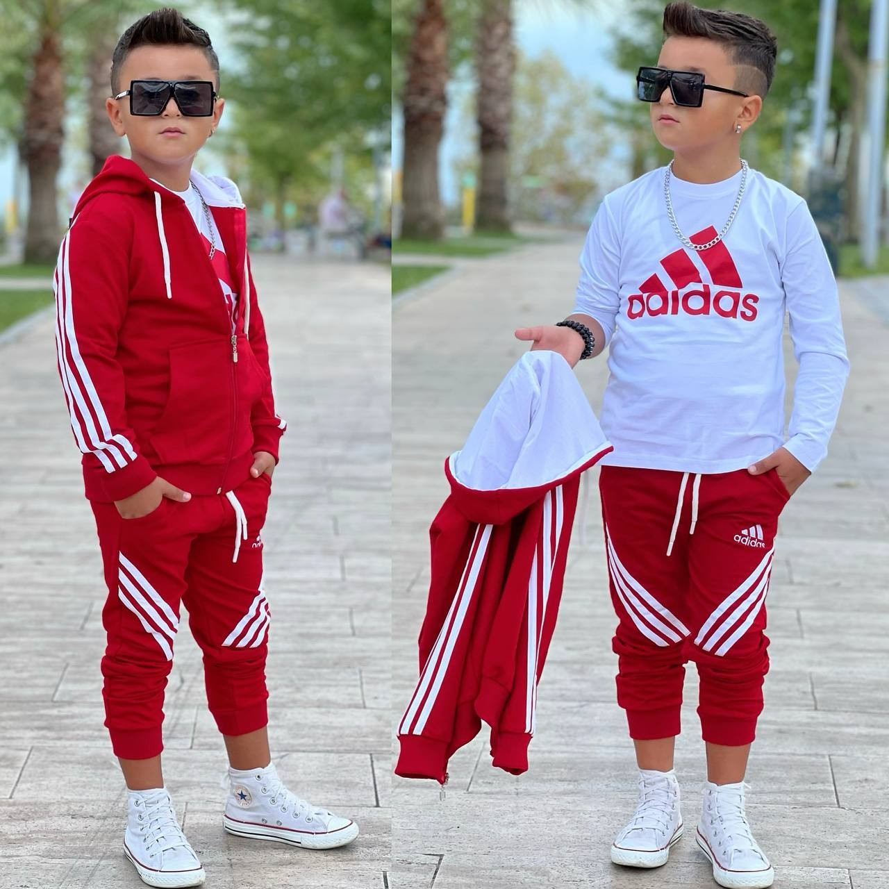 Adidas 3lü Takım - Kırmızı