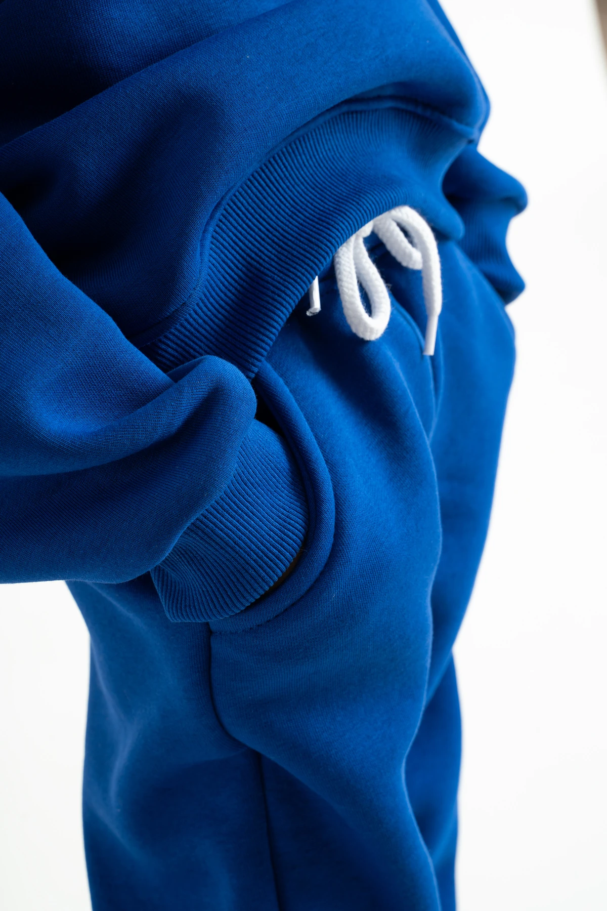 Çocuk UNISEX 3 İplik İçi Polarlı Pamuklu Kışlık Eşofman Altı - saks mavisi