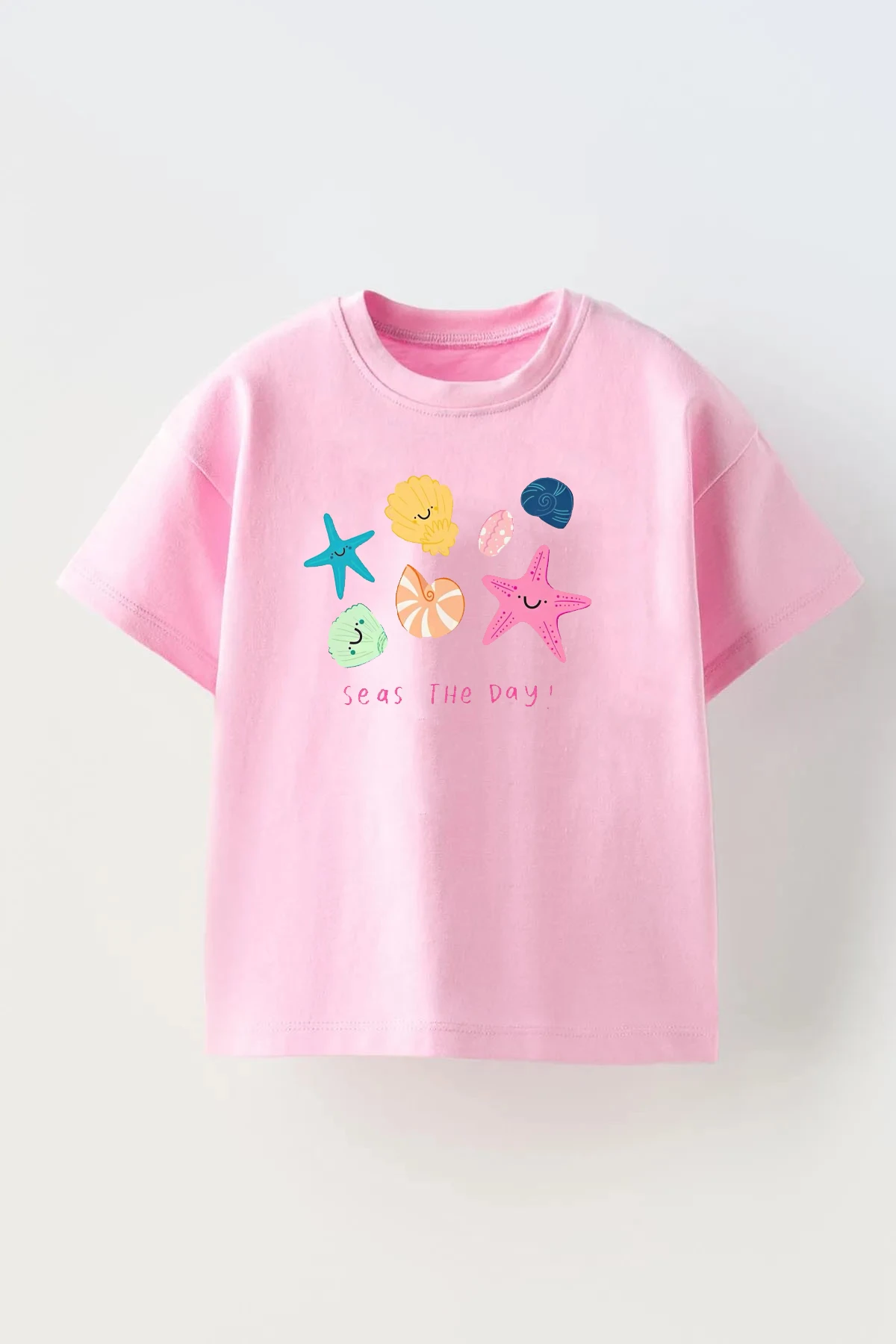 Summer Baskılı Unisex Çocuk Oversize Tişört T-shirt