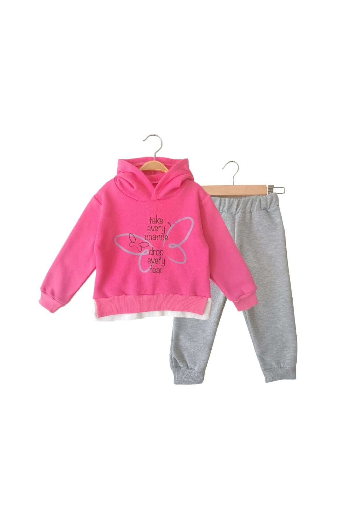Kelebek Baskılı Baskılı Kız Çocuk Alt Üst Takım