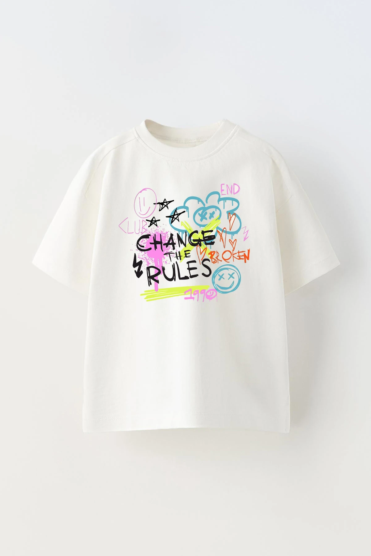Çocuk Oversize Rules Baskılı Tişört T-Shirt