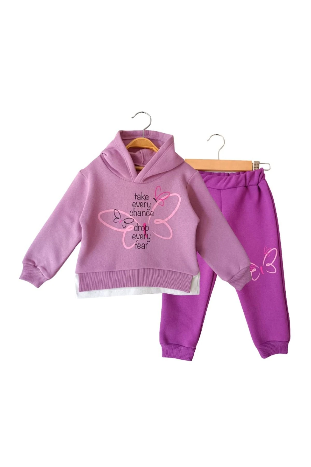 Kelebek Baskılı Baskılı Kız Çocuk Alt Üst Takım