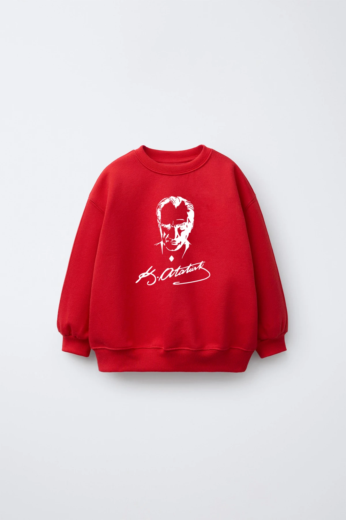 Atatürk Baskılı 3 Iplik Içi Polarlı Oversize Çocuk Sweatshirt