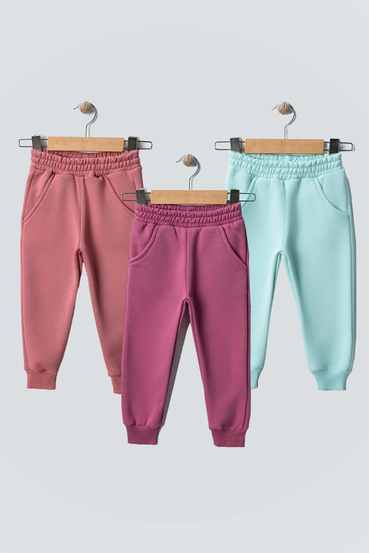 Kız Çocuk 3'lü Paket İçi Polarlı Eşofman Altı