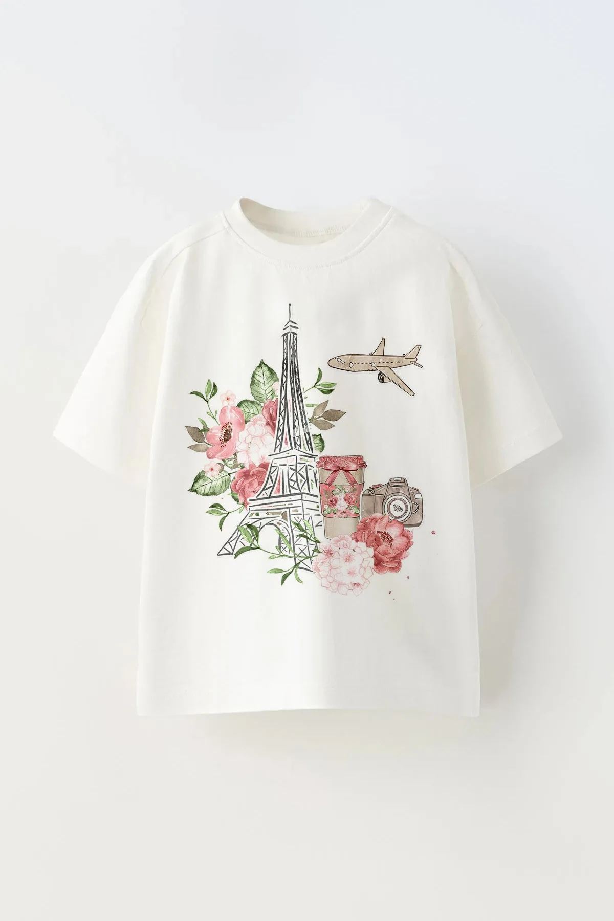 Paris Baskılı Kız Çocuk Oversize Tişört T-Shirt