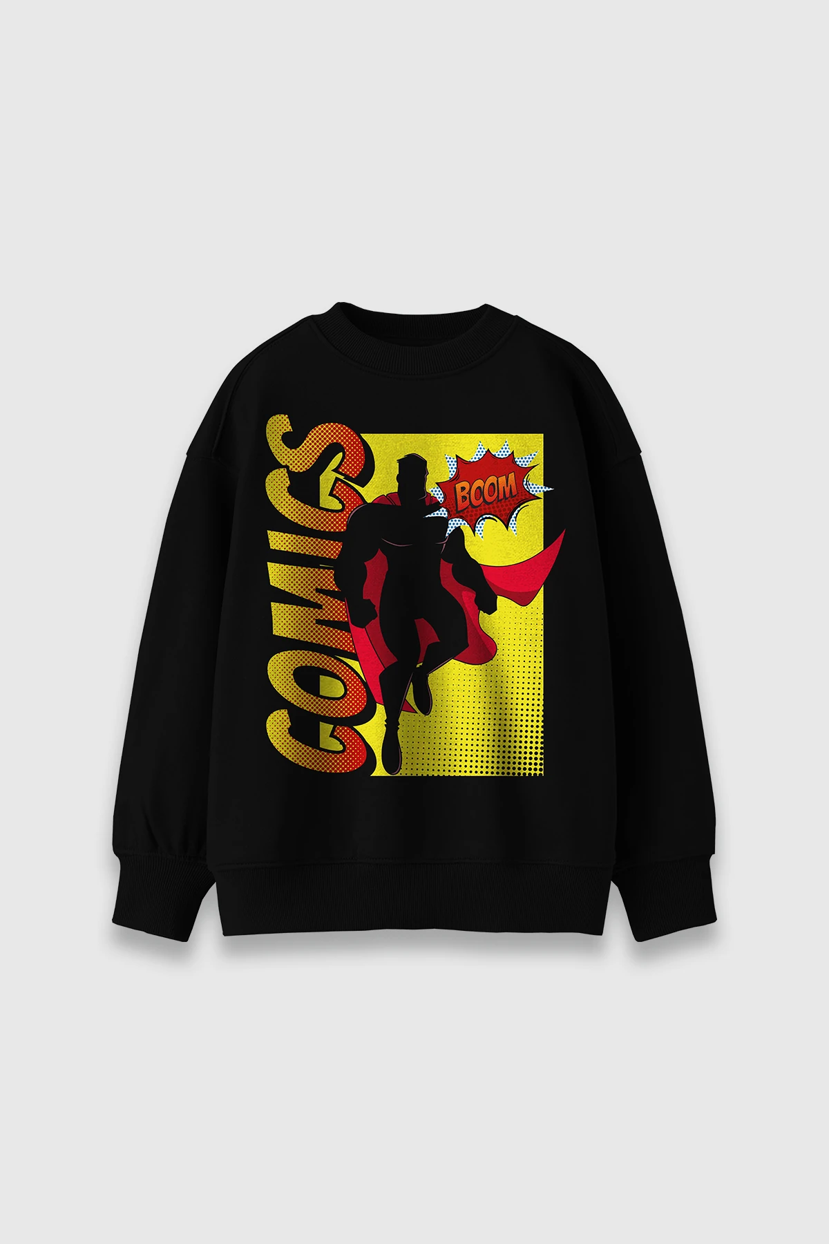 Comics Süper Kahraman Baskılı Oversize Çocuk Sweatshirt