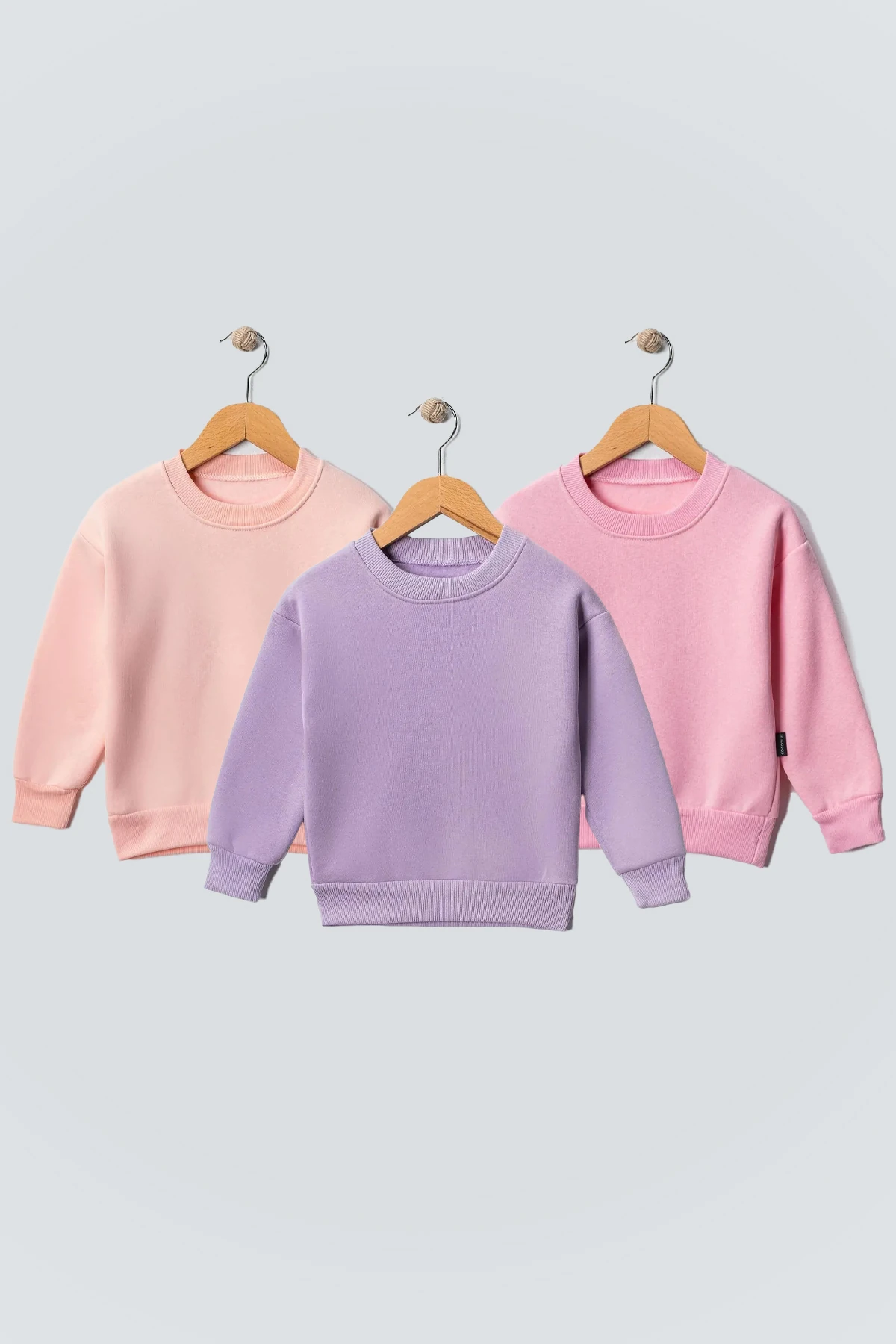 Kız Çocuk 3'lü Paket Basic İçi Polarlı Sweatshirt