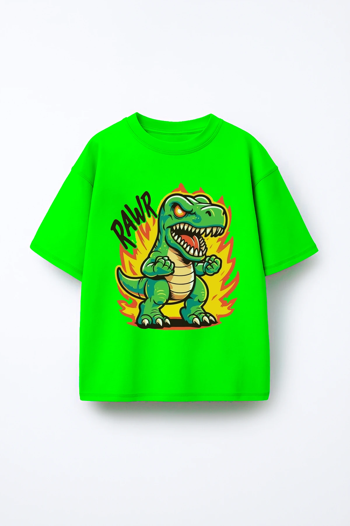Dinozor Rawr Baskılı Erkek Çocuk Oversize T-Shirt