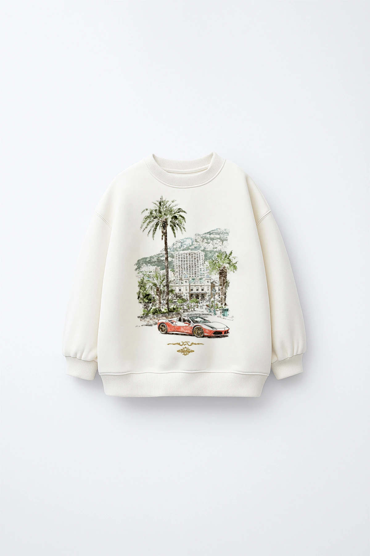 Erkek Çocuk Araba Baskılı İçi Polarlı Sweatshirt
