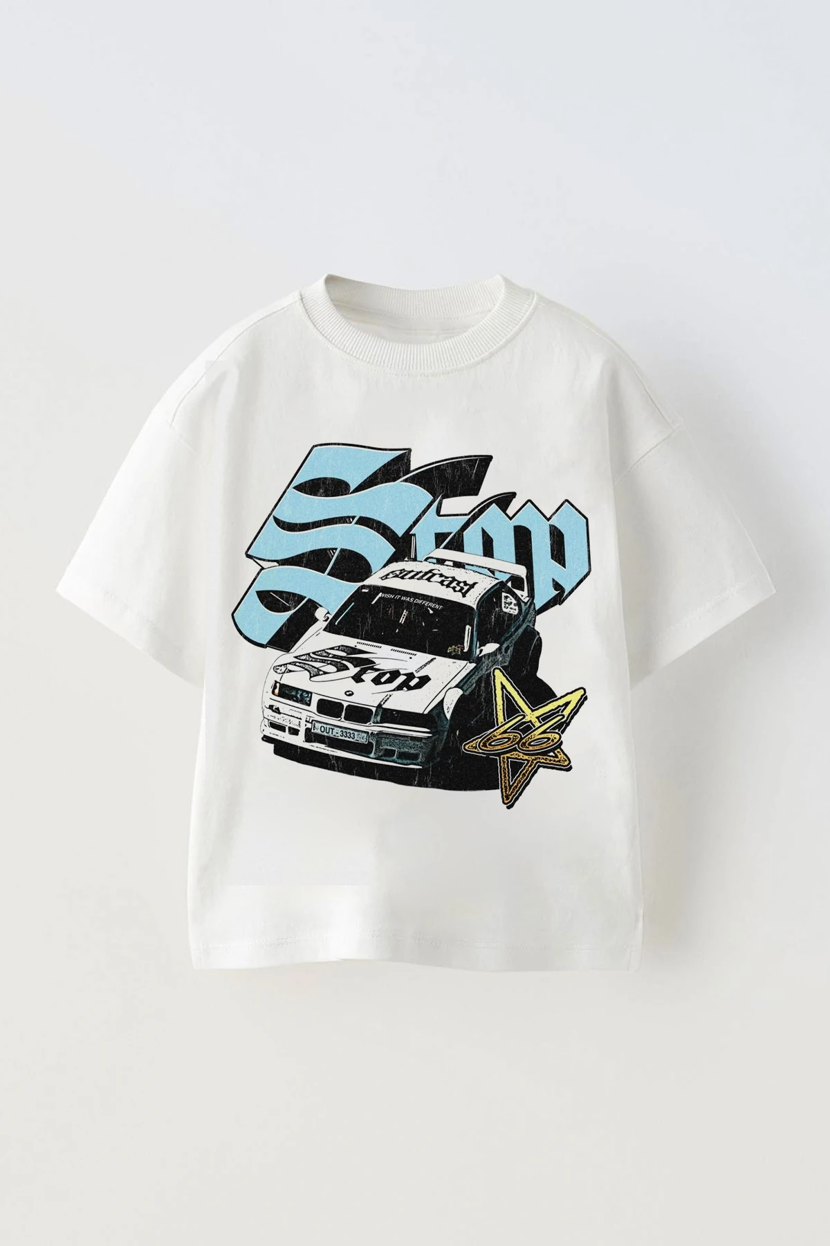 Erkek Çocuk Bmw Araba Baskılı Çocuk Oversize Tişört T-Shirt