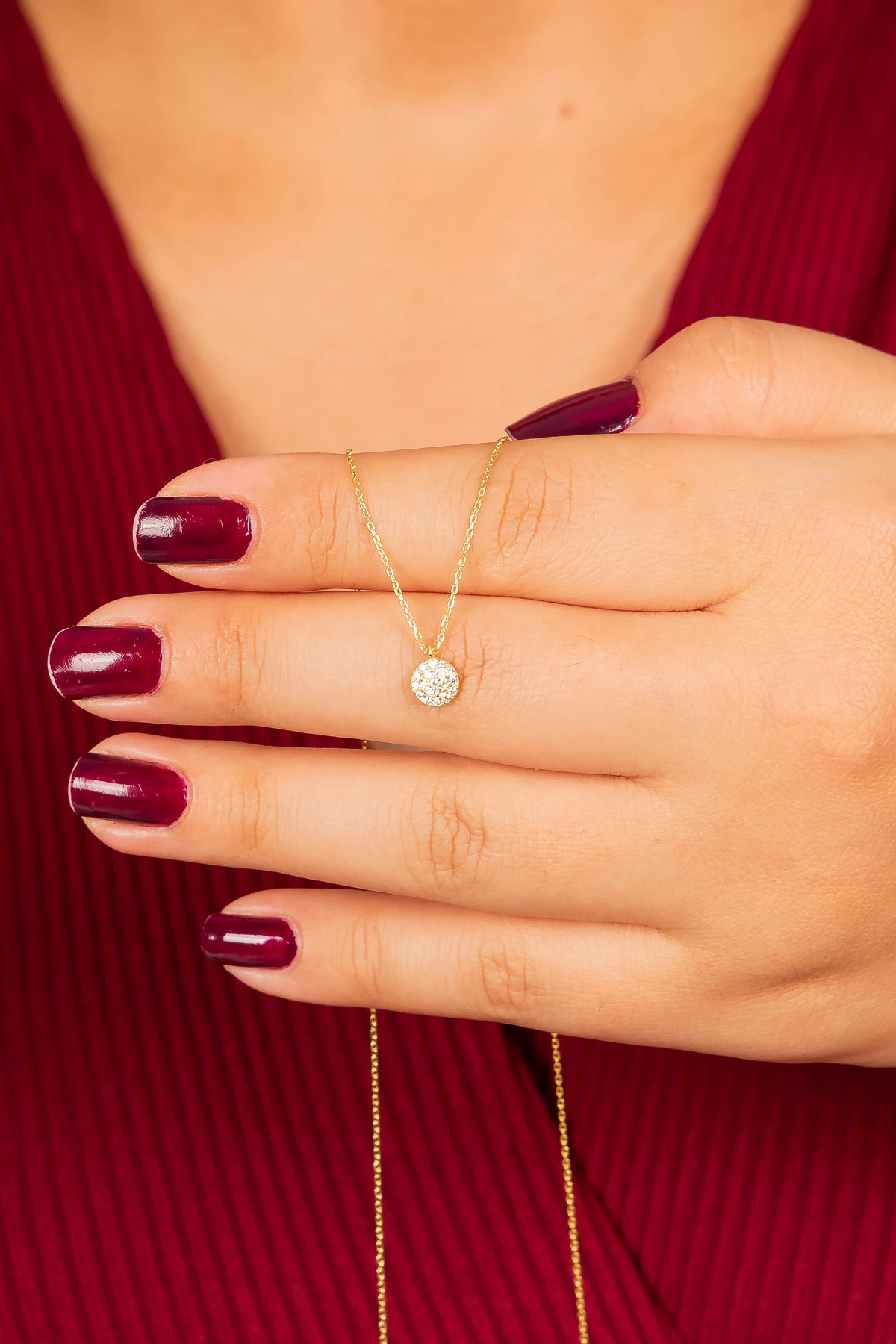 Gümüş Zirkon Taşlı Minimal Gold Kolye