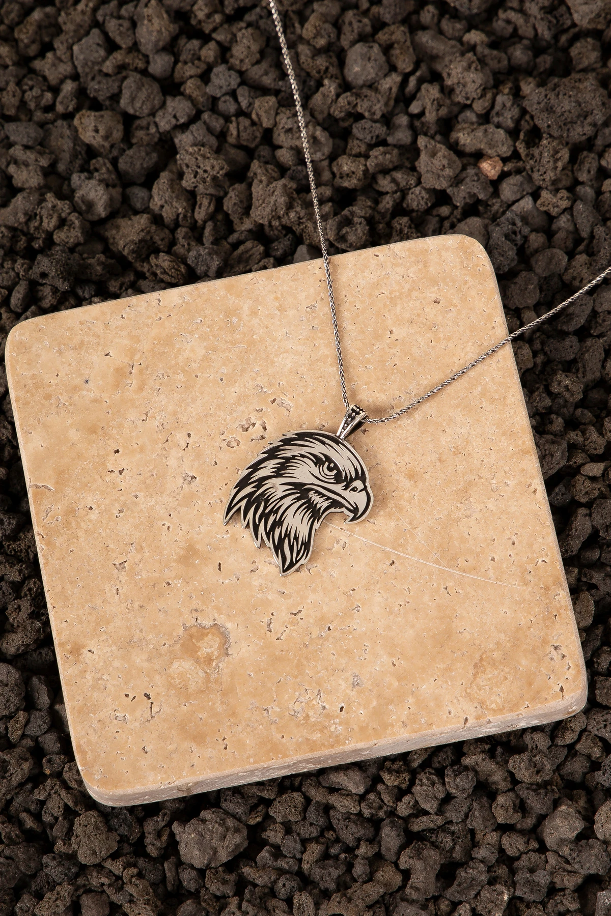 GÜMÜŞ KARTAL FİGÜRLÜ ERKEK KOLYE