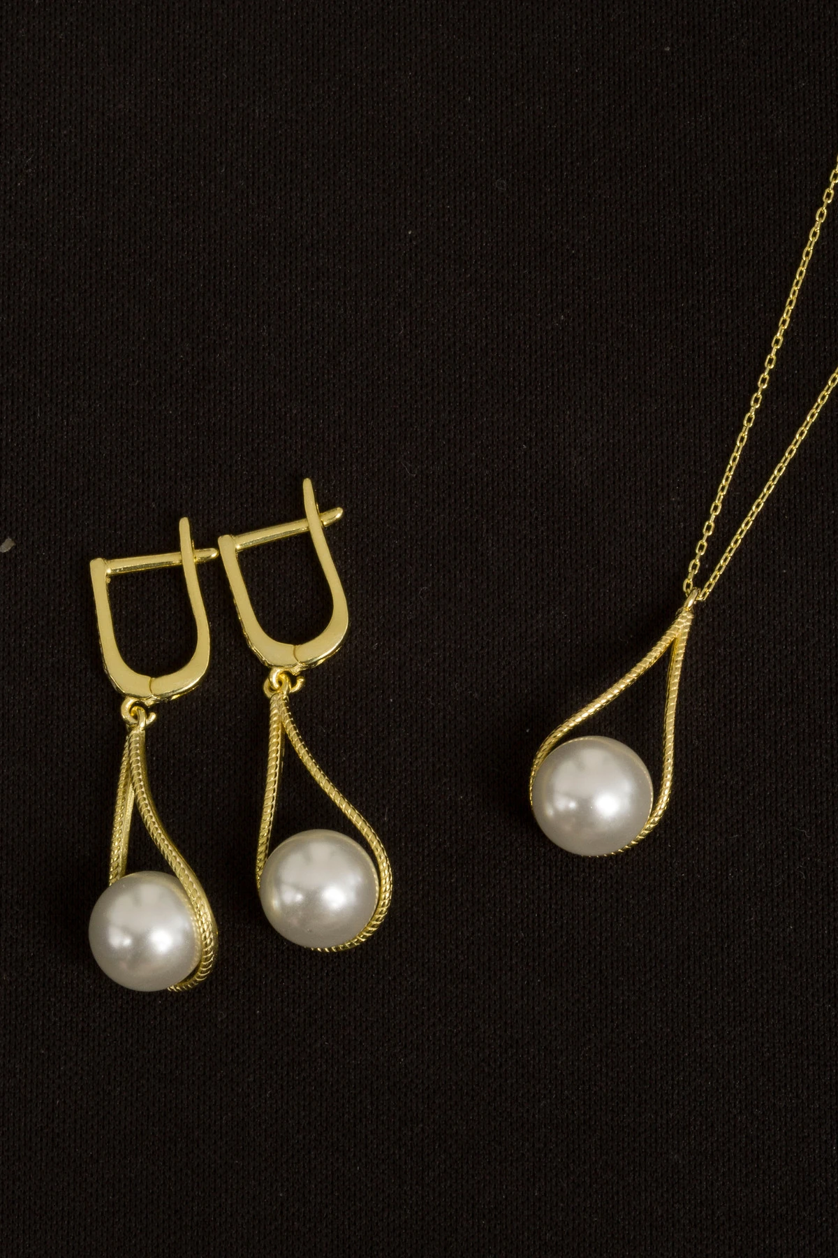 Kadın İnci Takı Seti Gold Kaplamalı 10mm - Gümüş Hediyelik Takım