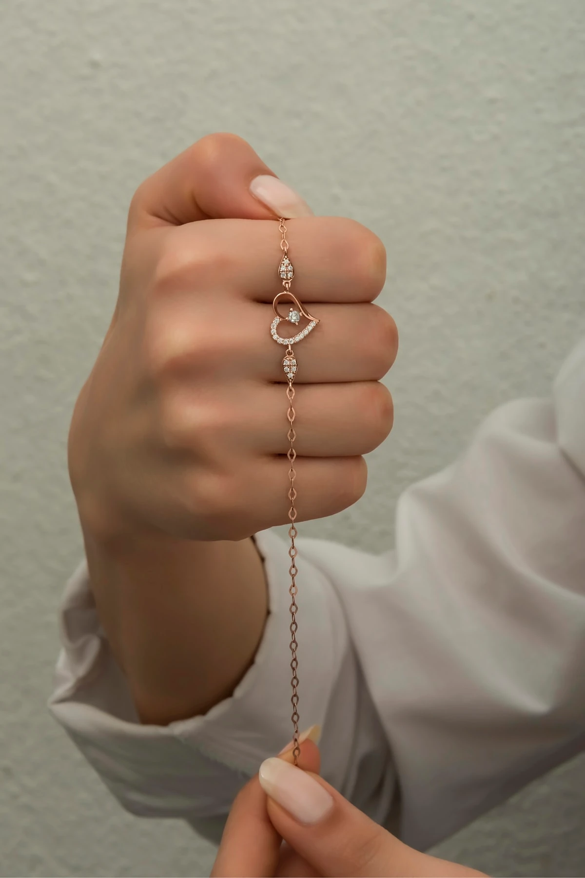 Kalp Figürlü Bileklik-925 Ayar Gümüş