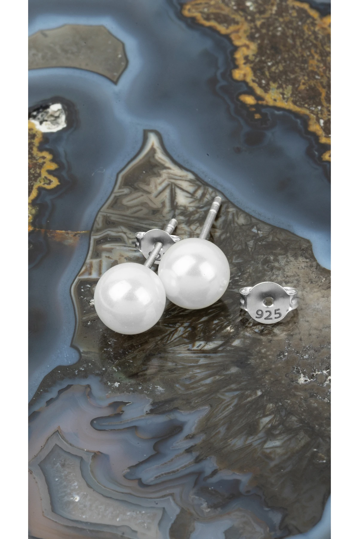 Gümüş Mayorka Inci Kadın Küpe 8 Mm | 925 Ayar Gümüş