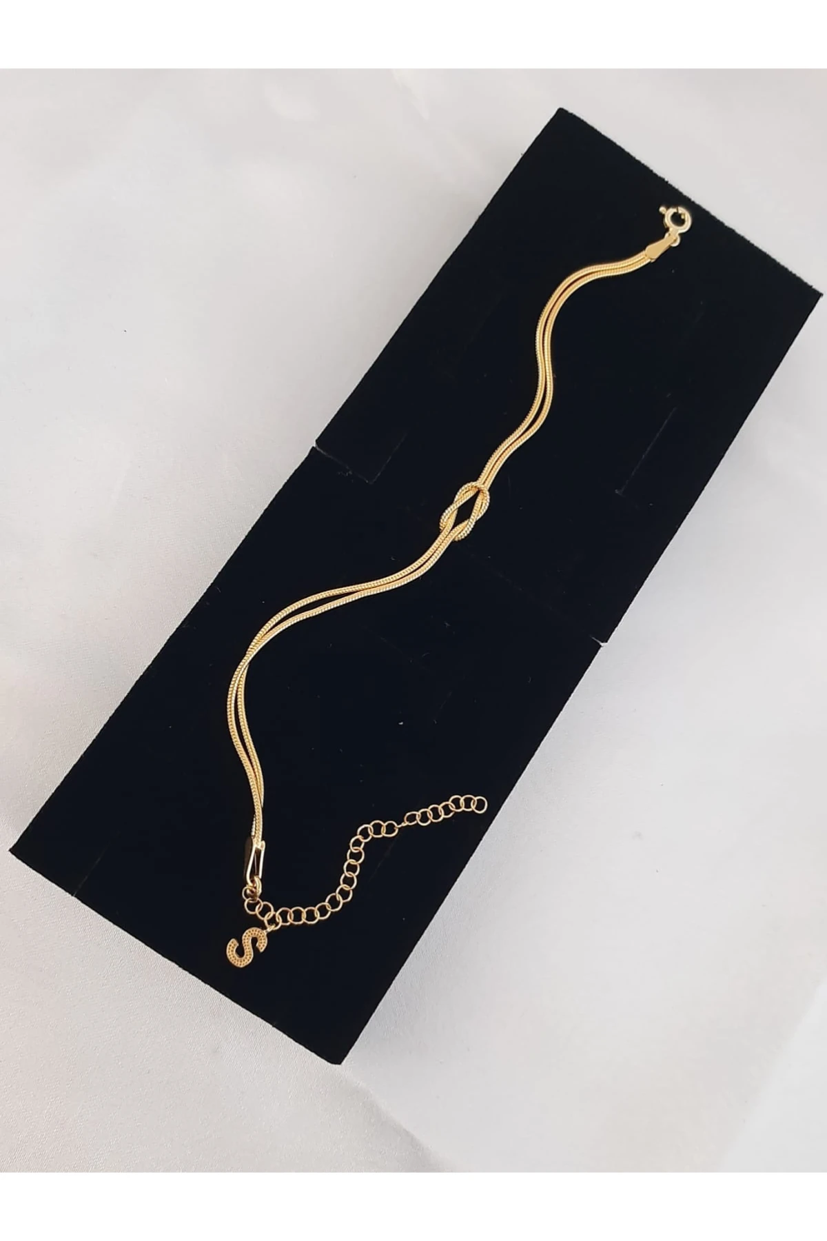 Gümüş Harfli Düğüm Bileklik Gold Özel Gün Hediyesi