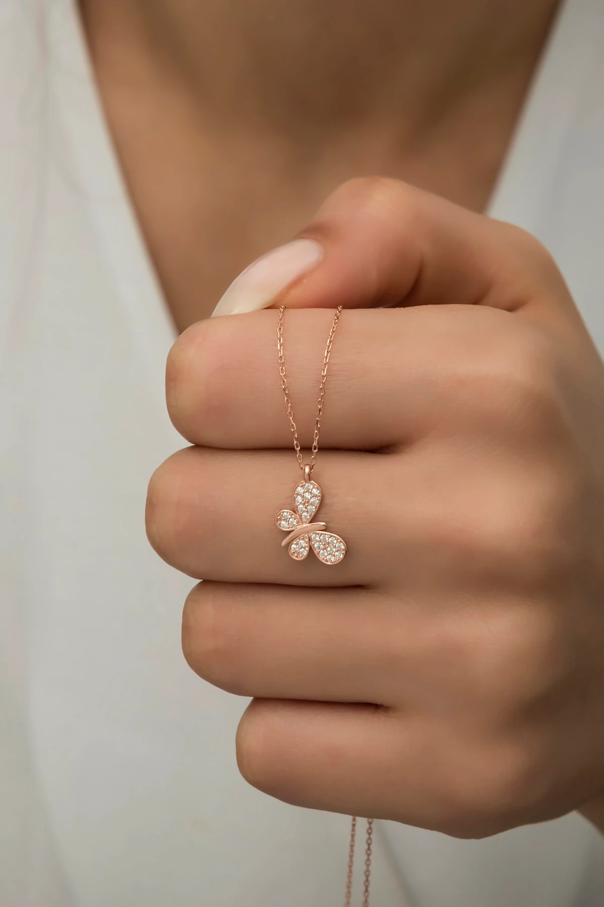 Kelebek Figürlü Kolye-925 Ayar Gümüş