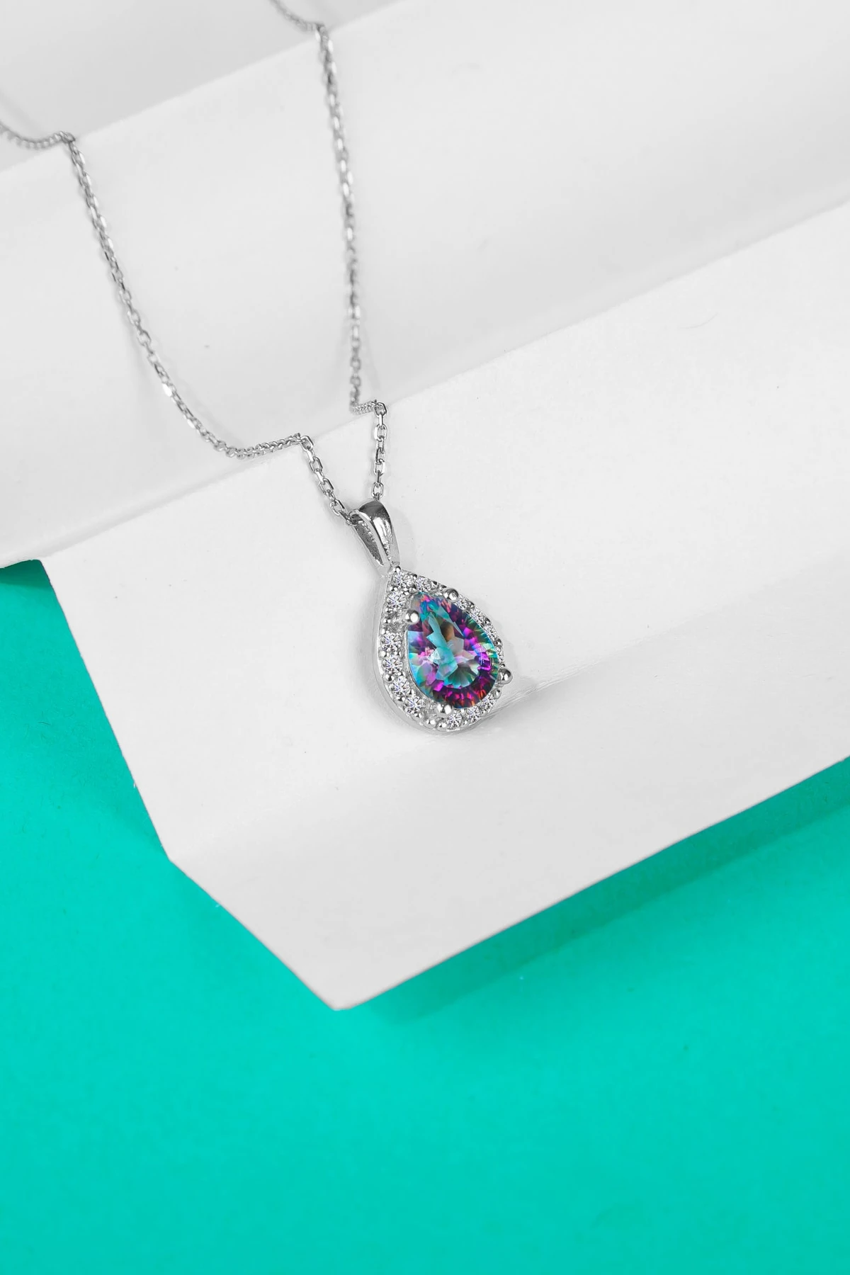 Mistik Topaz Damla Taşlı Rodaj Kolye-925 Ayar Gümüş