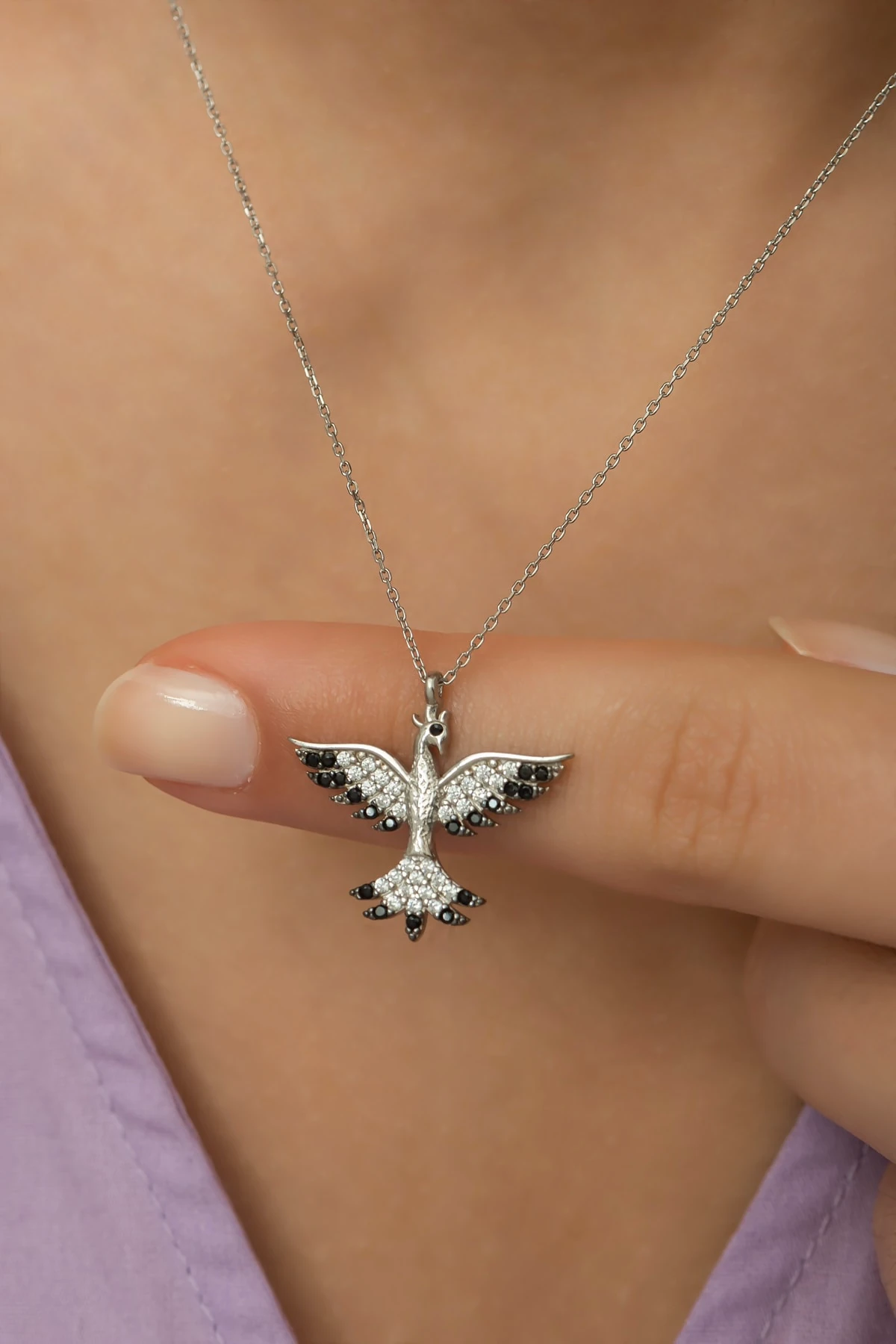 Rodaj Anka Kuşu Kolye-925 Ayar Gümüş-925 Ayar Gümüş