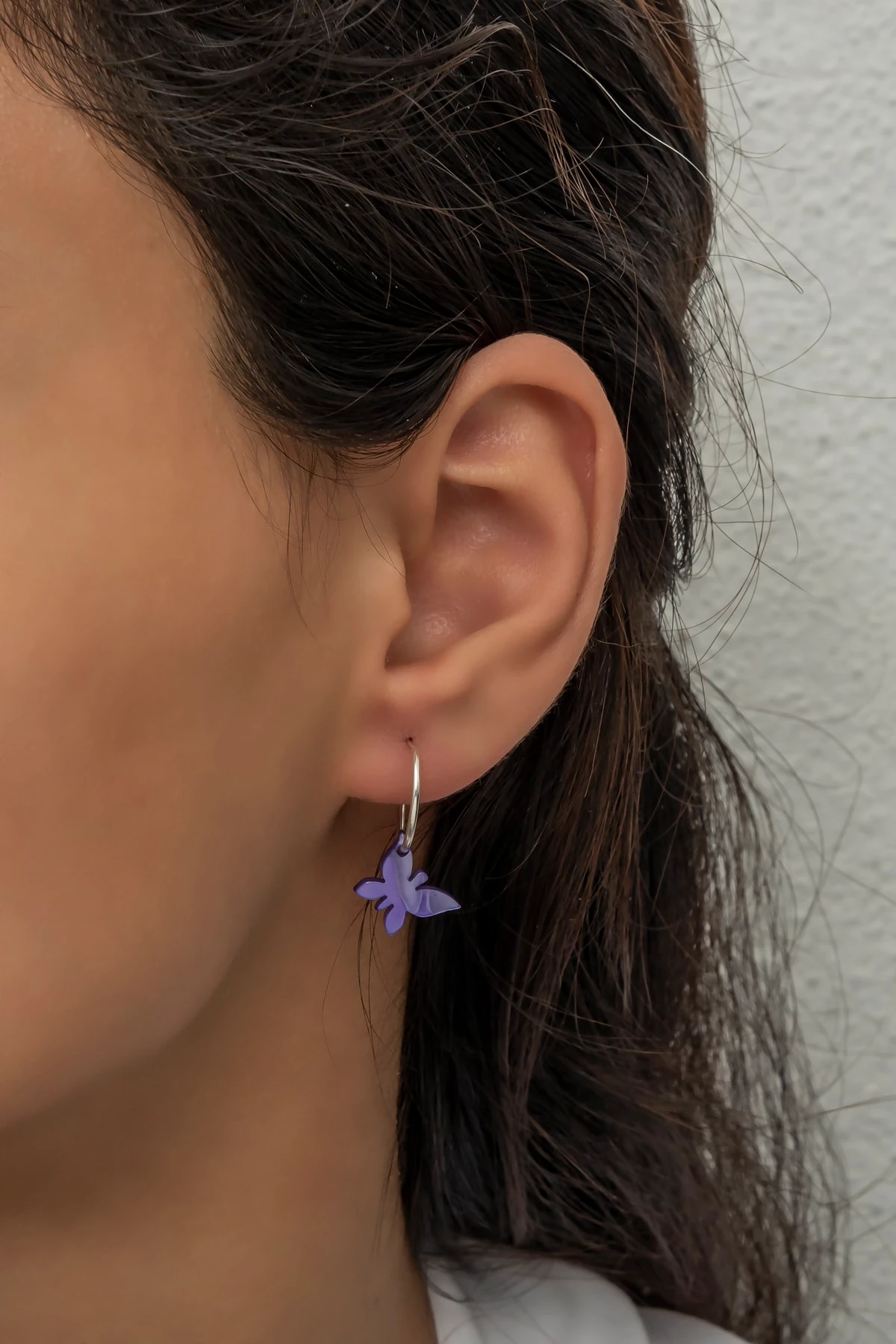 Ametist Kelebek Küpe-925 Ayar Gümüş