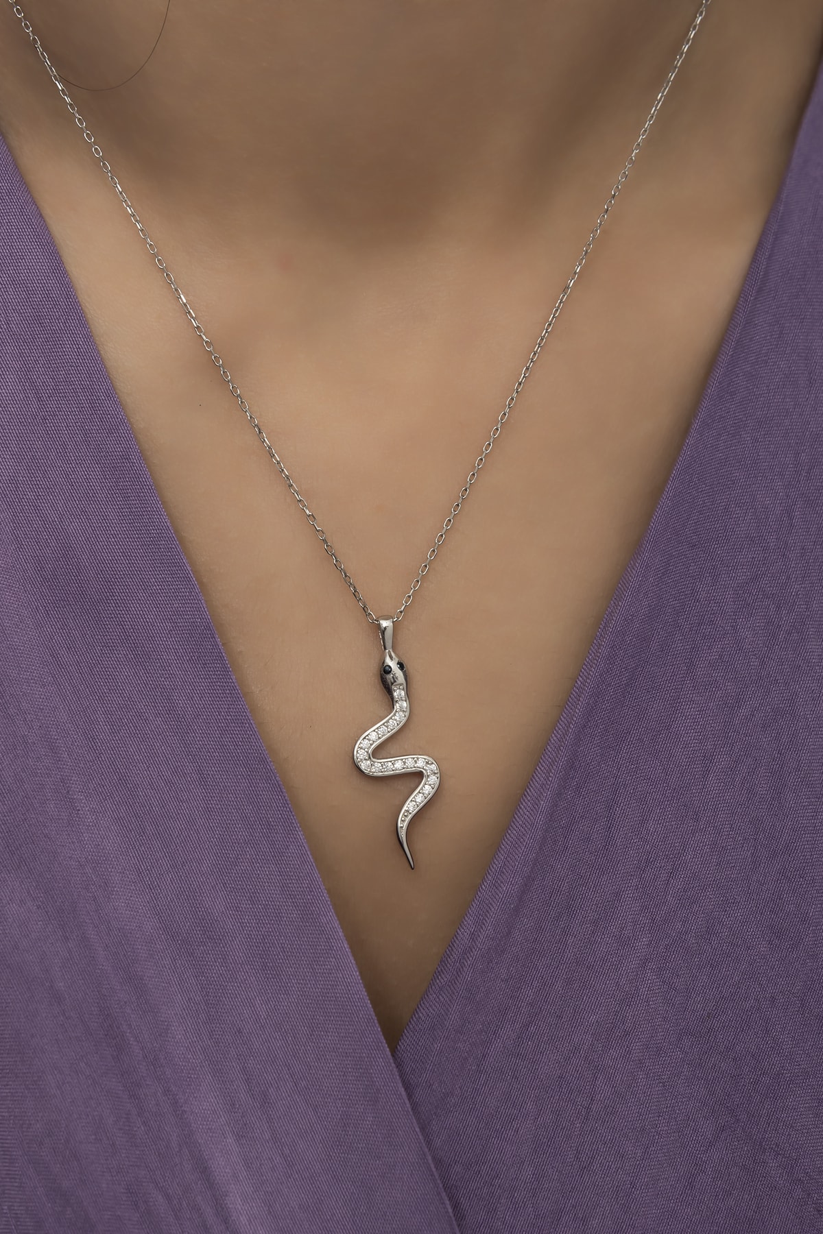 Yılan Figürlü Rodaj Kolye-925 Ayar Gümüş