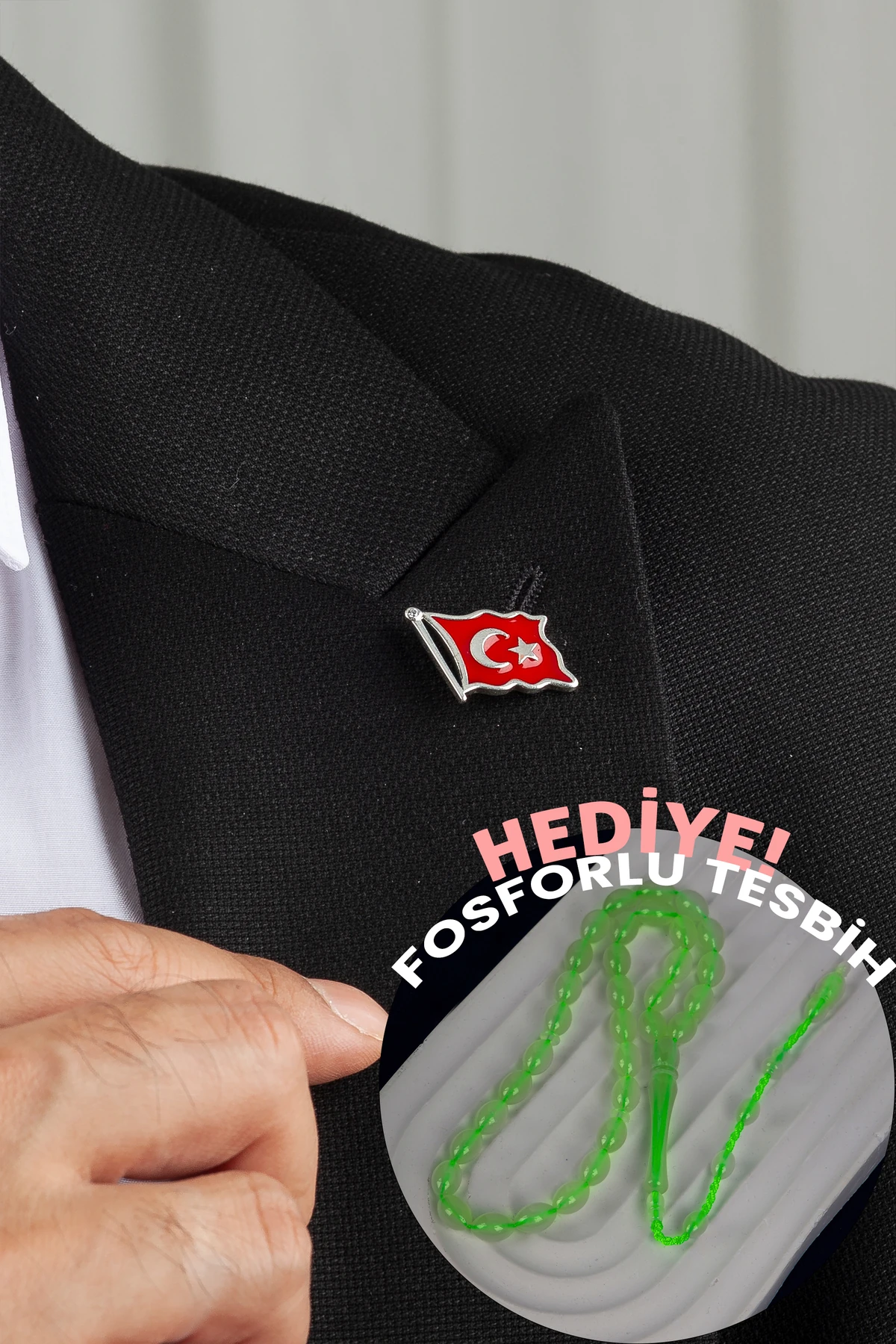 Gümüş 925 Ayar Türk Bayrağı Yaka Rozeti