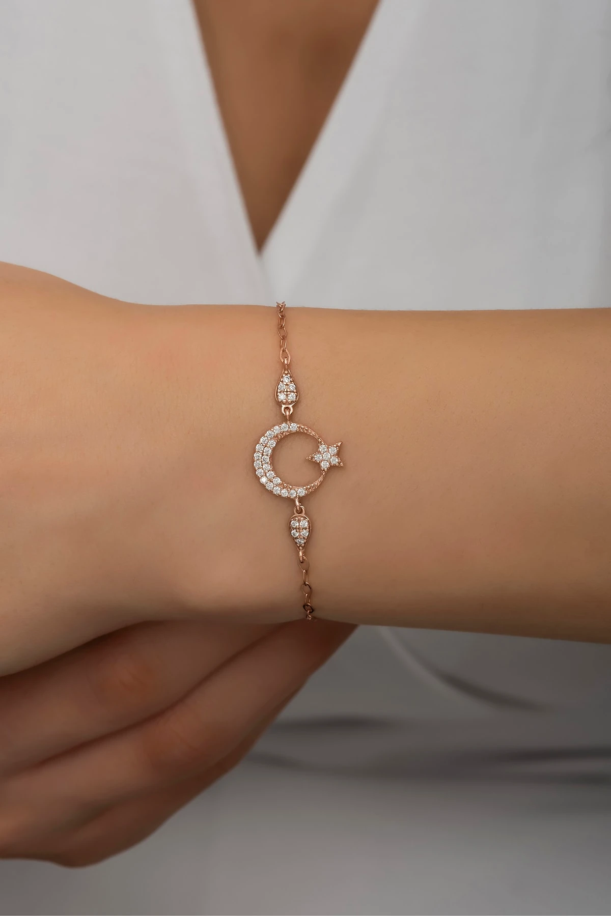 Ay Yıldız Bileklik 925 Ayar Gümüş