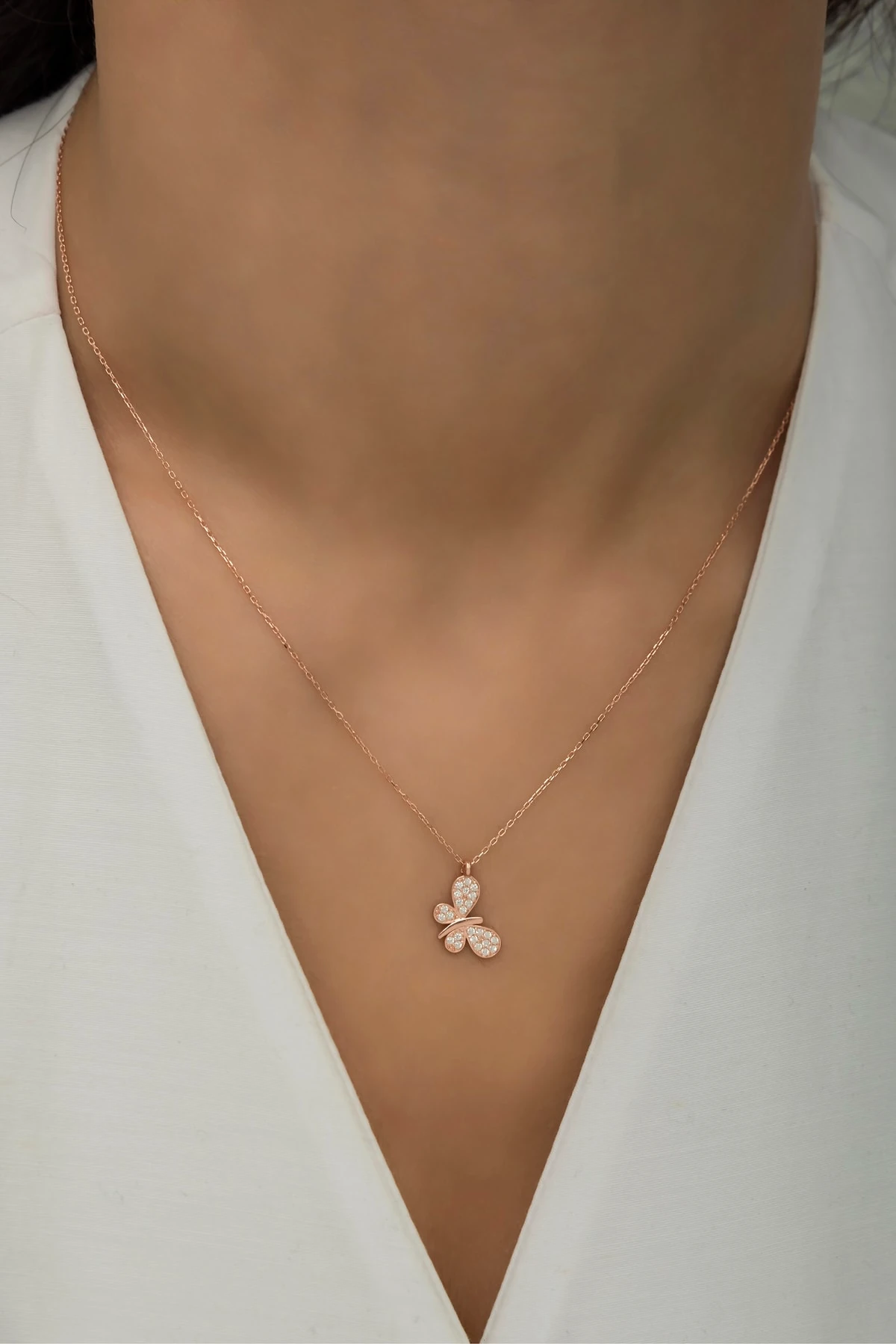 Kelebek Figürlü Kolye-925 Ayar Gümüş