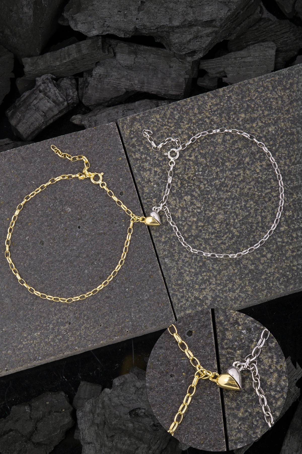 GÜMÜŞ ÇİFT AŞK BİLEKLİK RODAJ/GOLD