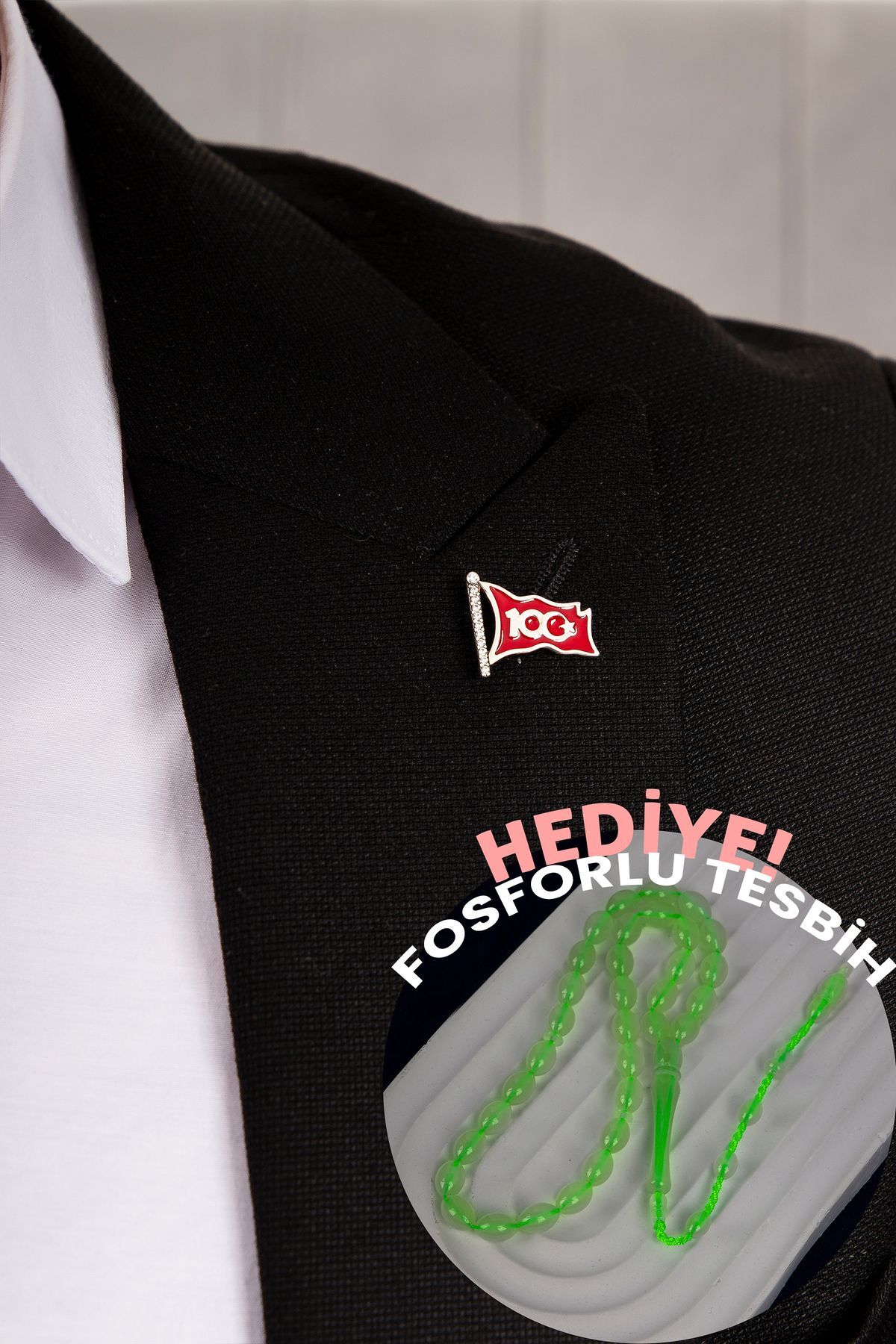 Gümüş 925 Ayar Ay Yıldız 100. Yıl Yaka Rozeti