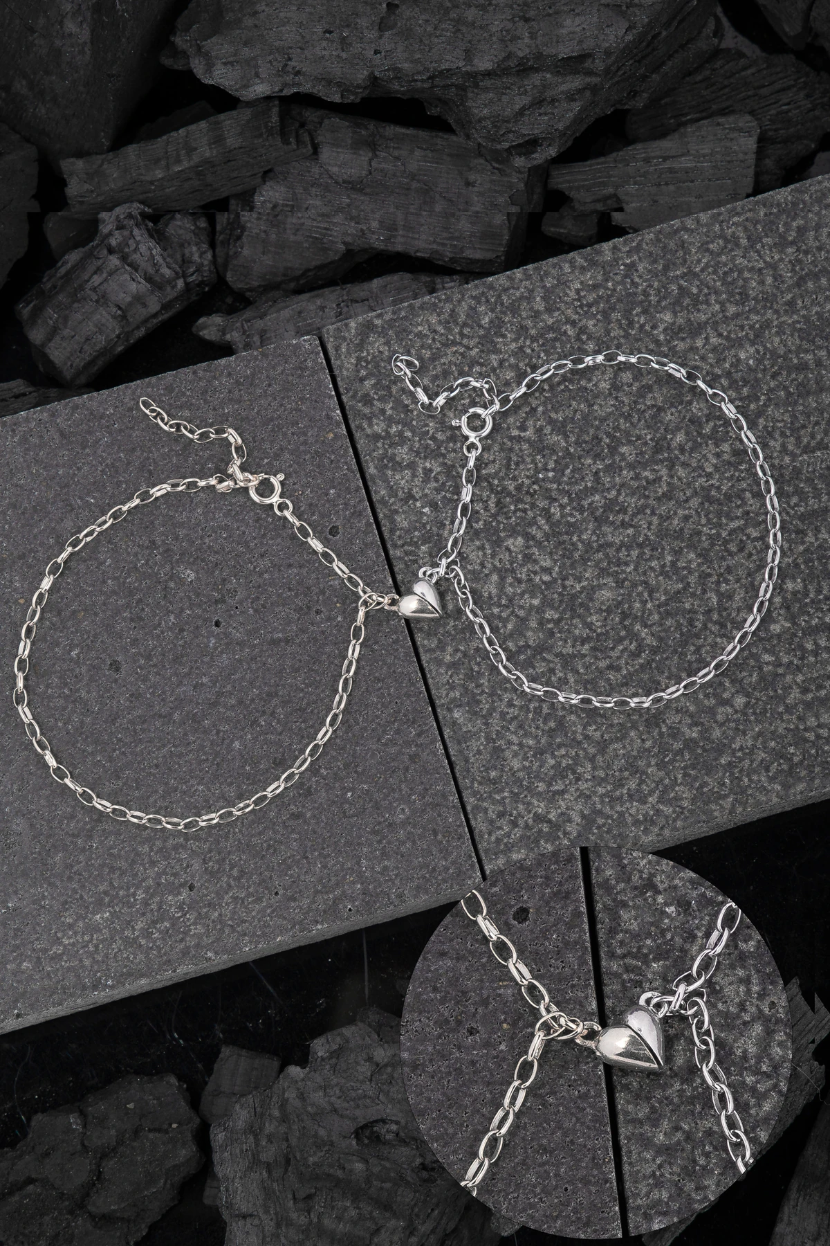 GÜMÜŞ ÇİFT AŞK BİLEKLİK 2 ADET RODAJ